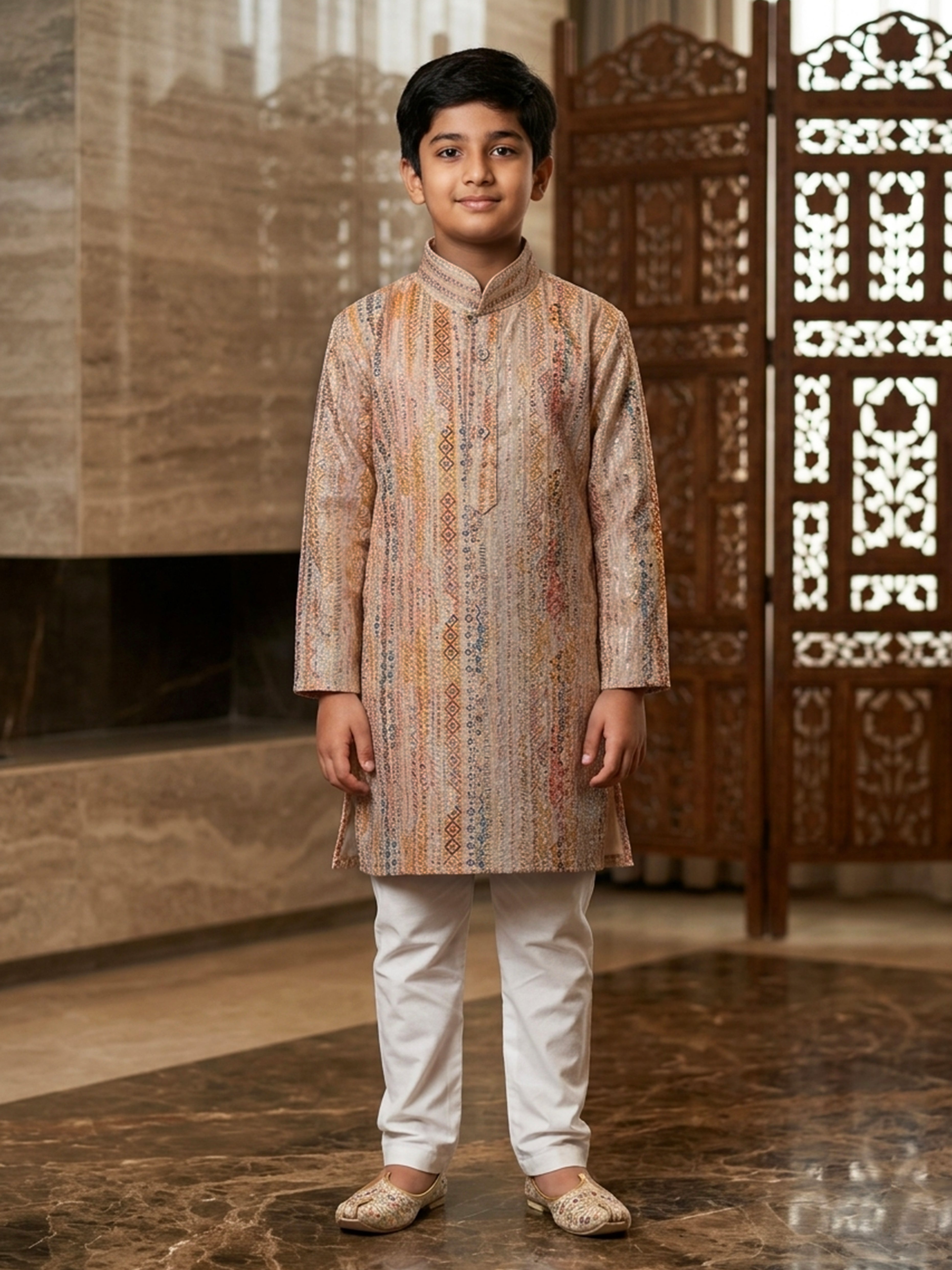 Boys Intricate Embroidered Kurta Pajama
