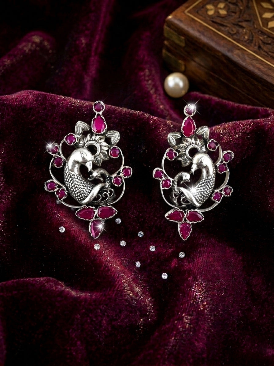 Pink Peacock Studs