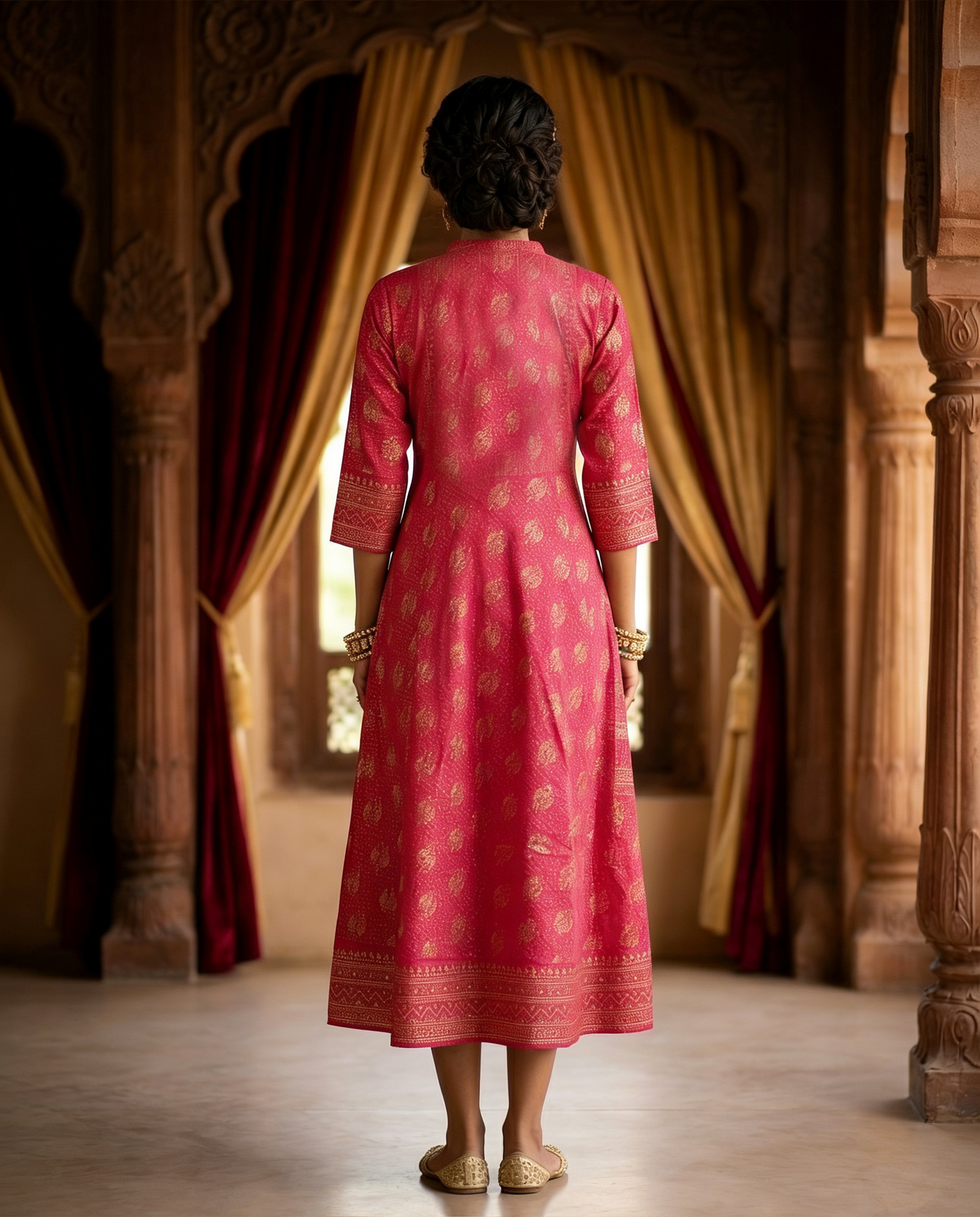 Pink Cotton Ethnic Gown With Stylish Design