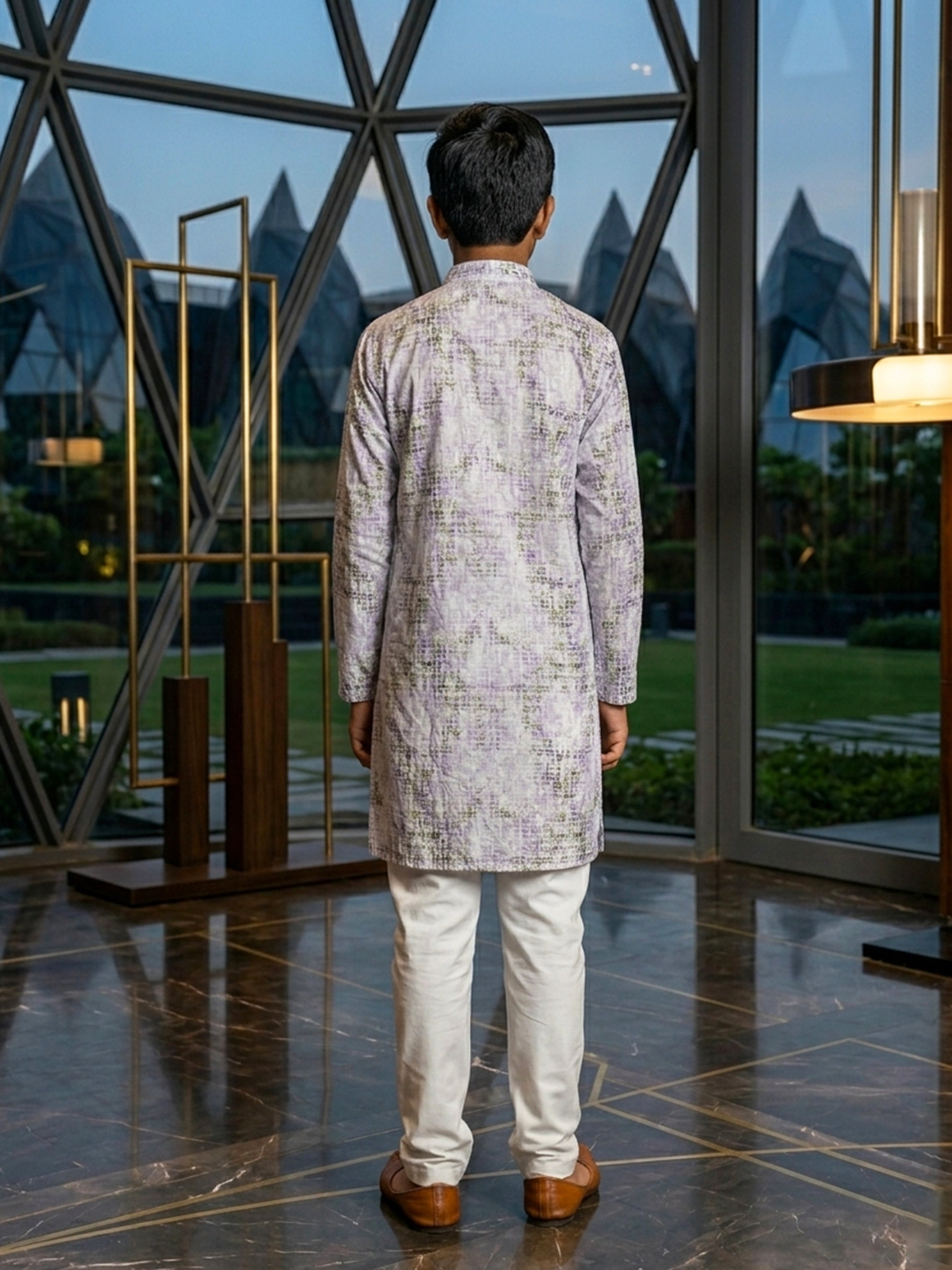 Blue Cotton Thread Embroidered Kurta Pajama Set