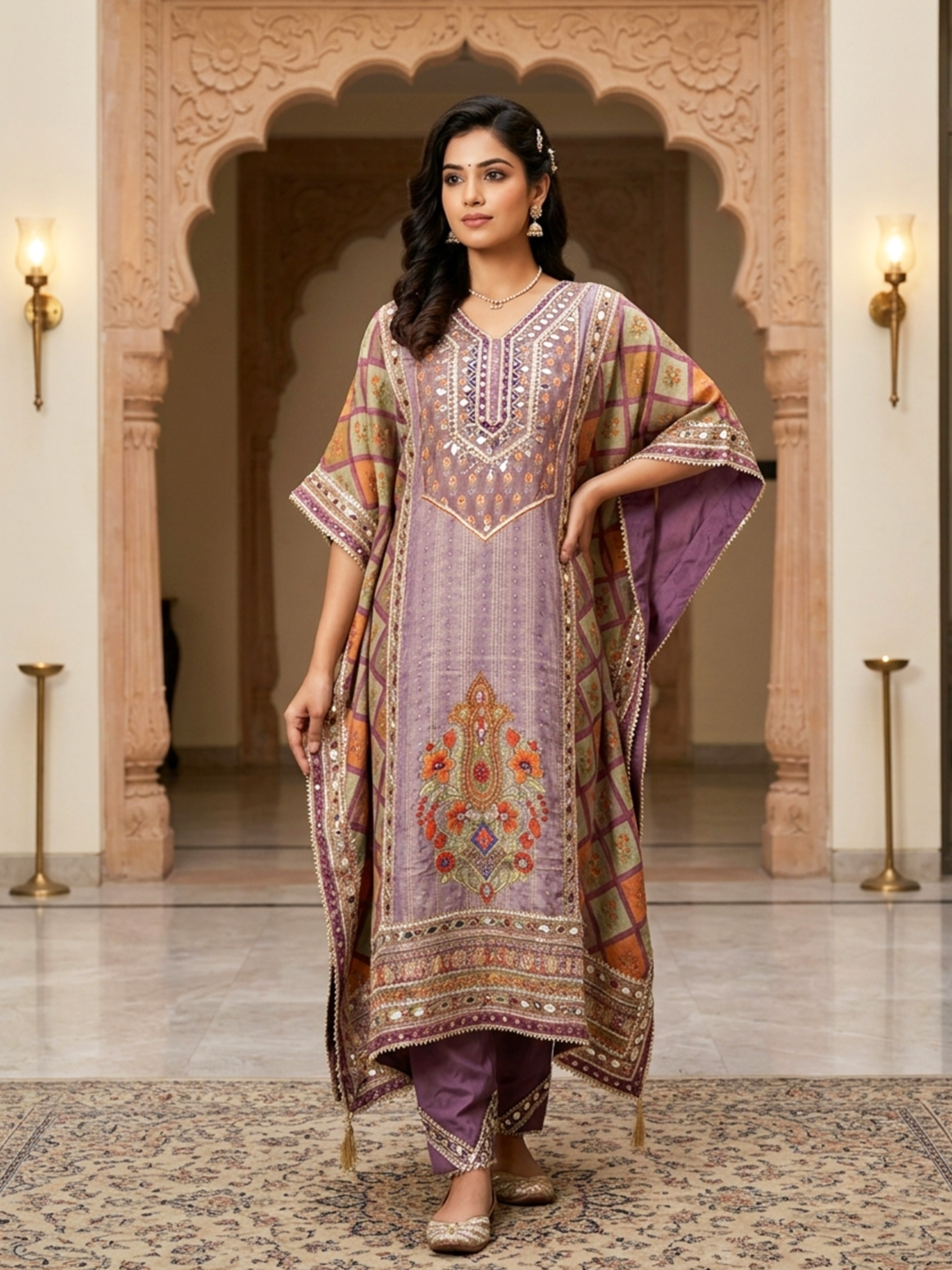 Cotton Kaftan with Traditional Bandhani Print