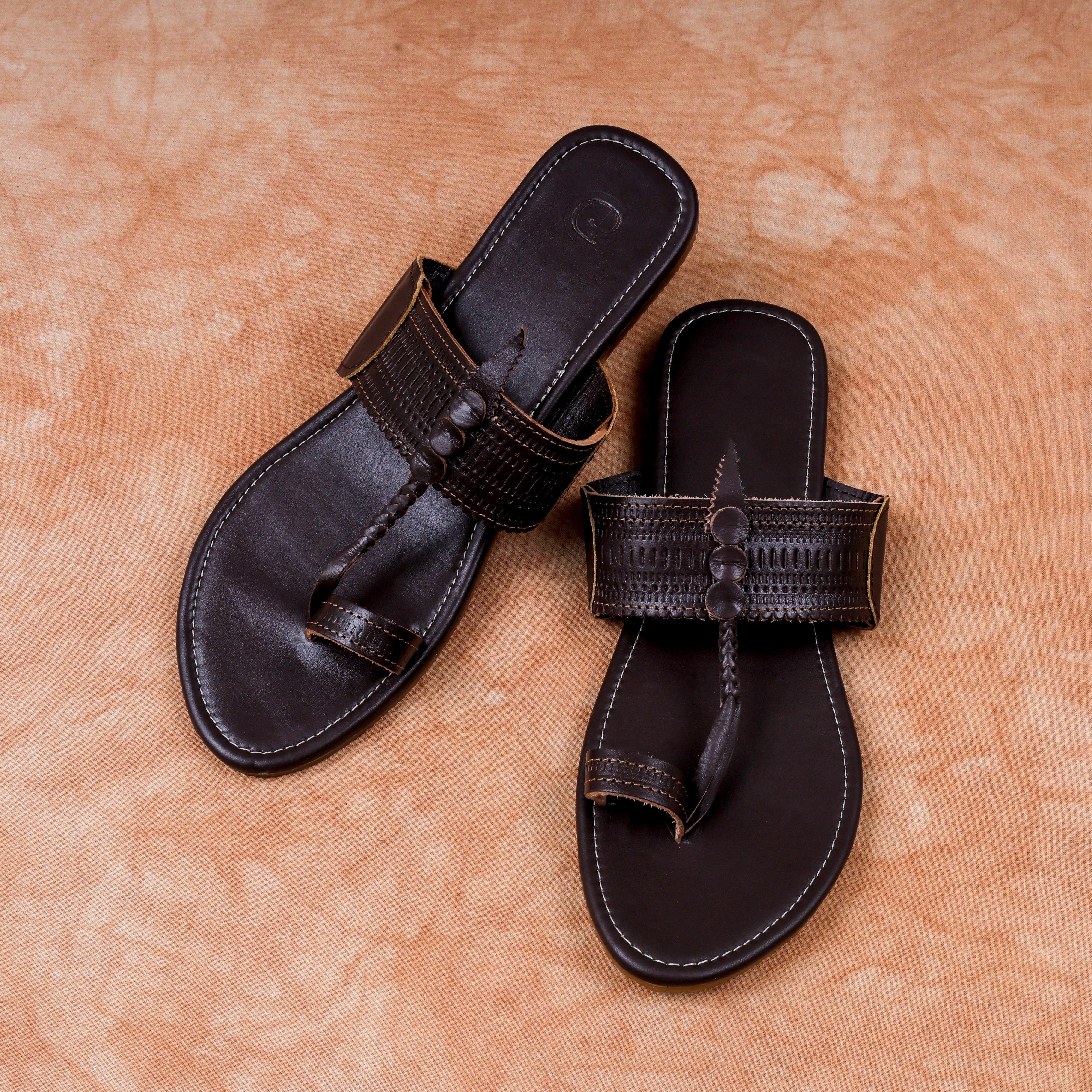 Dark Brown Patent Leather Artisan Flats