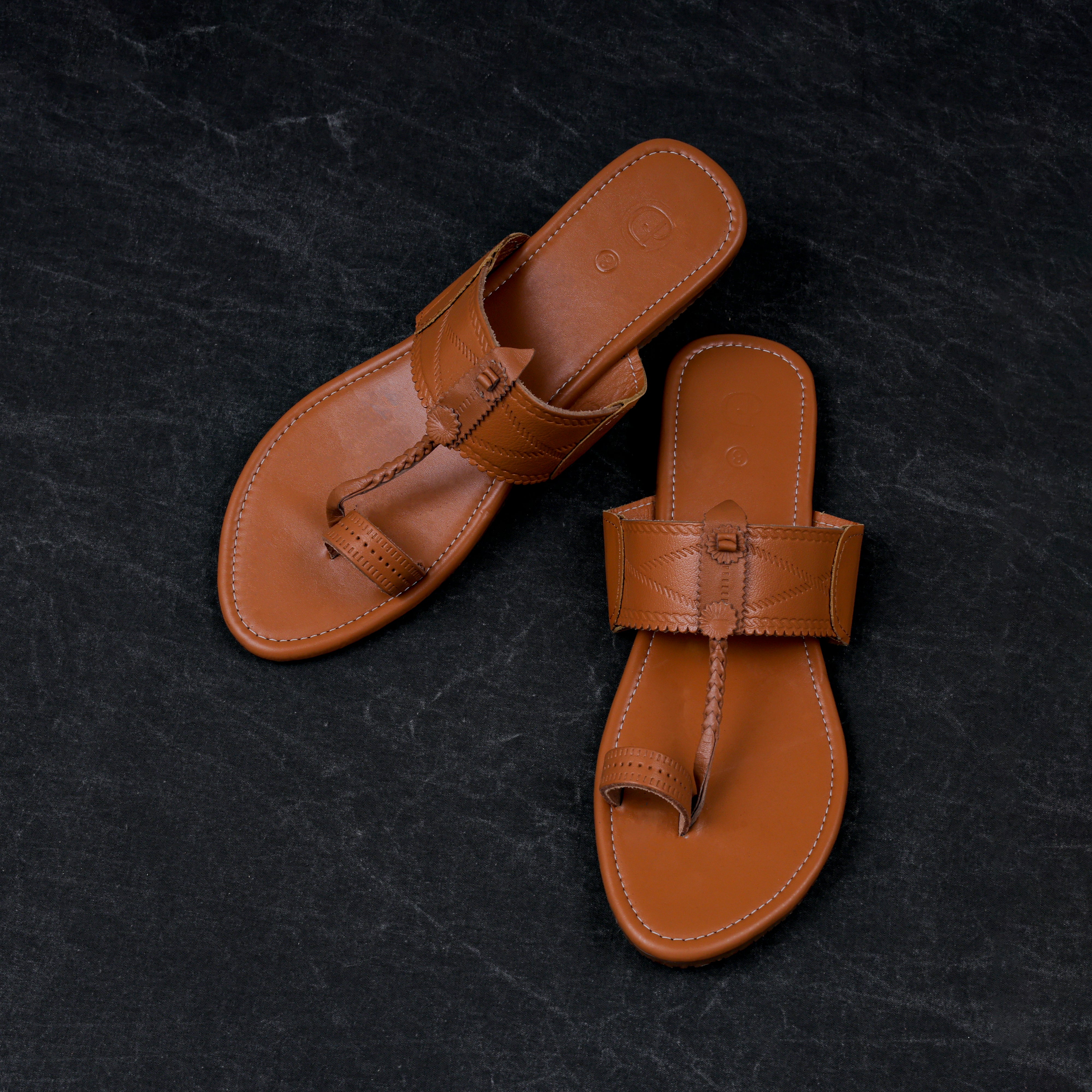 Tan Handcrafted Leather Kolhapuri Sandals
