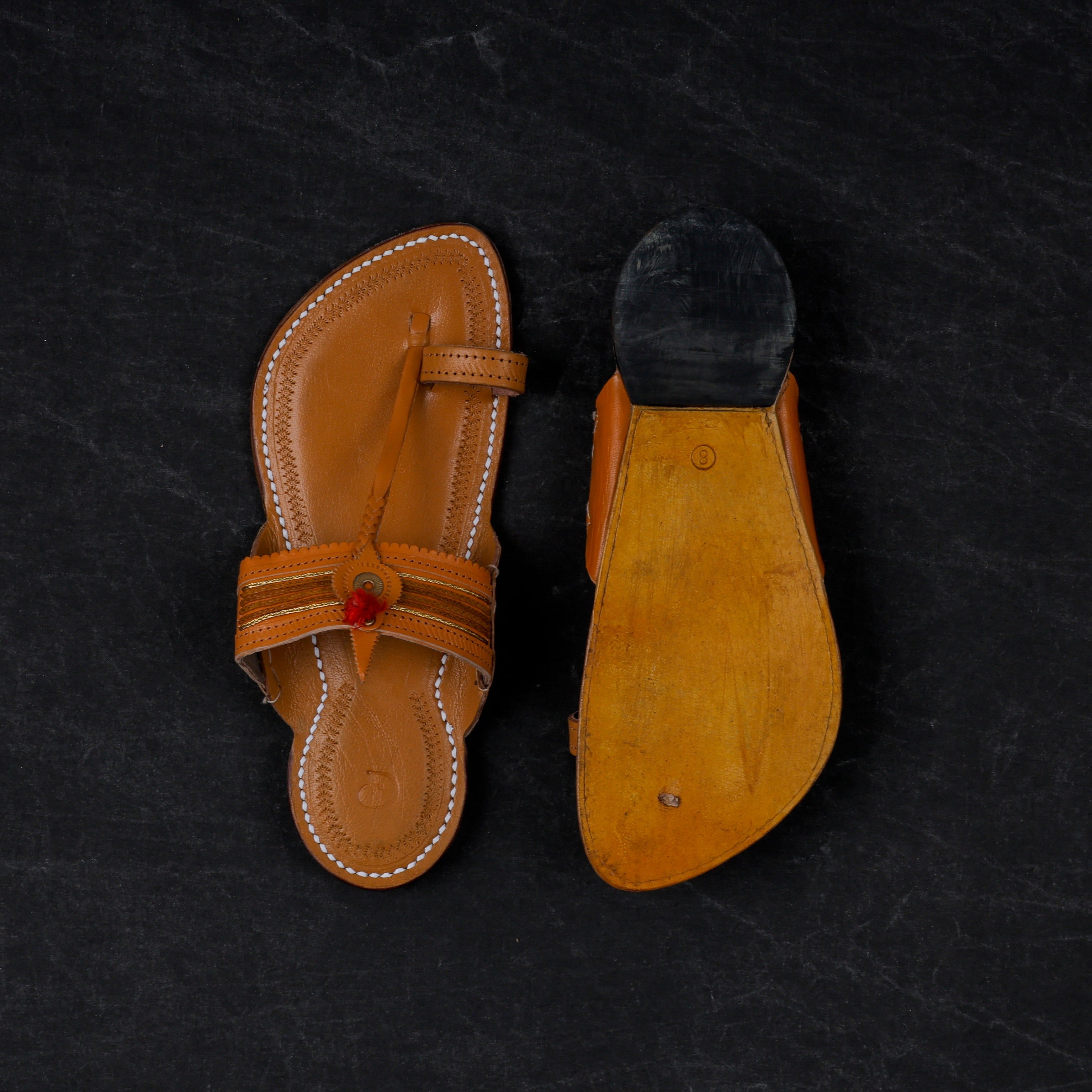 Tan Traditional Leather Kolhapuri Sandals