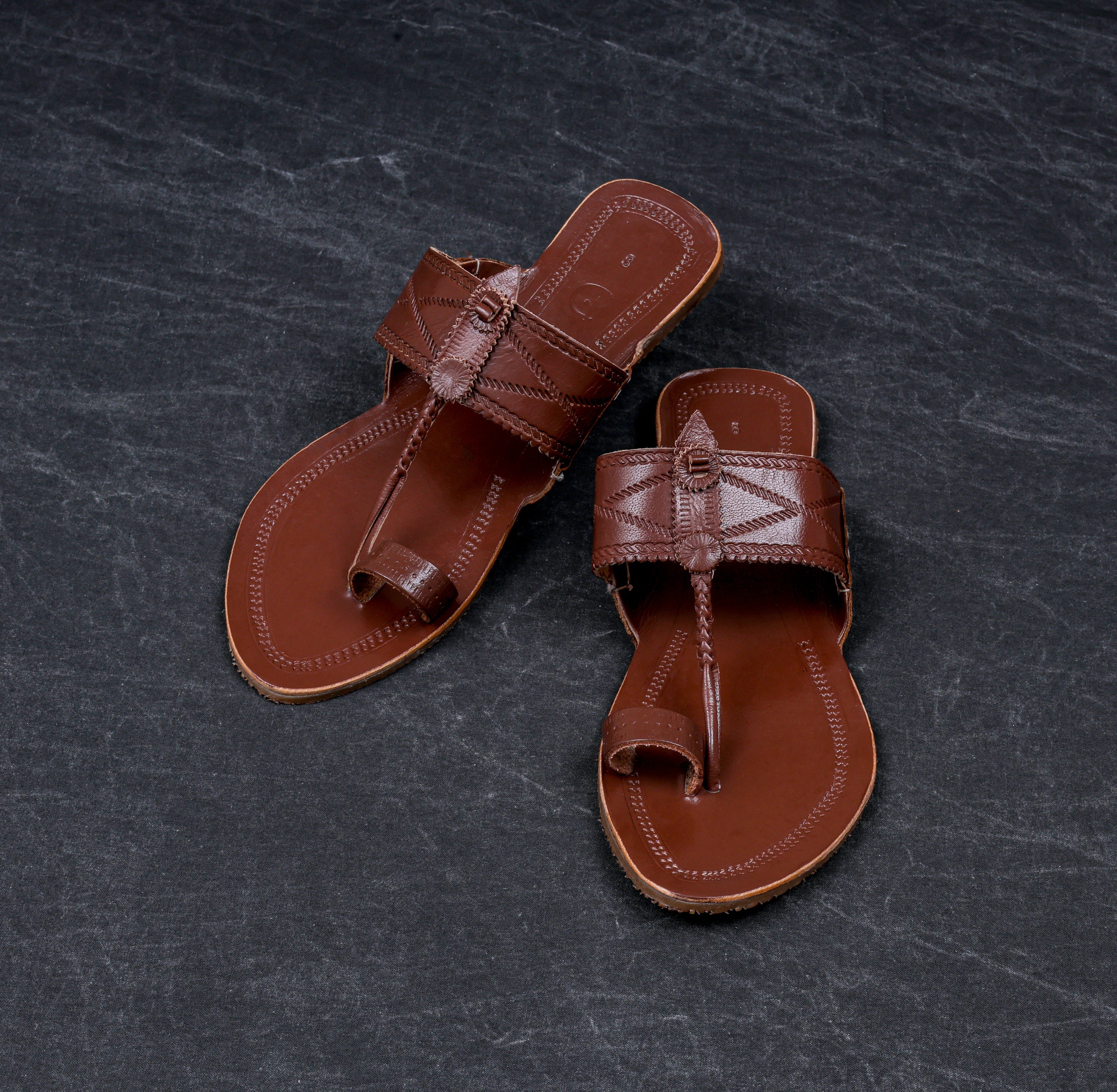 Premium Dark Brown Patent Kolhapuri Chappal