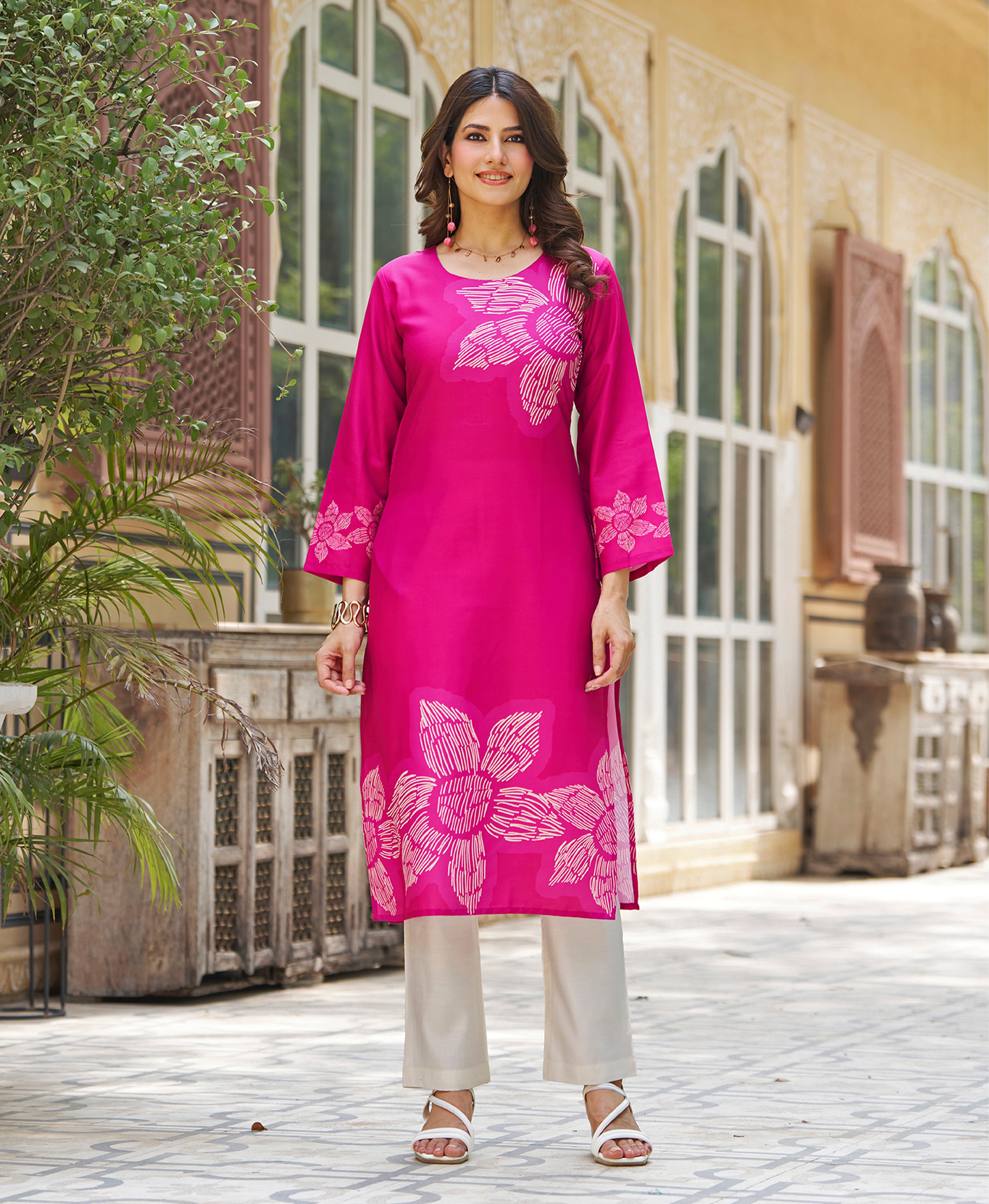 Botanical Print Cotton Kurta