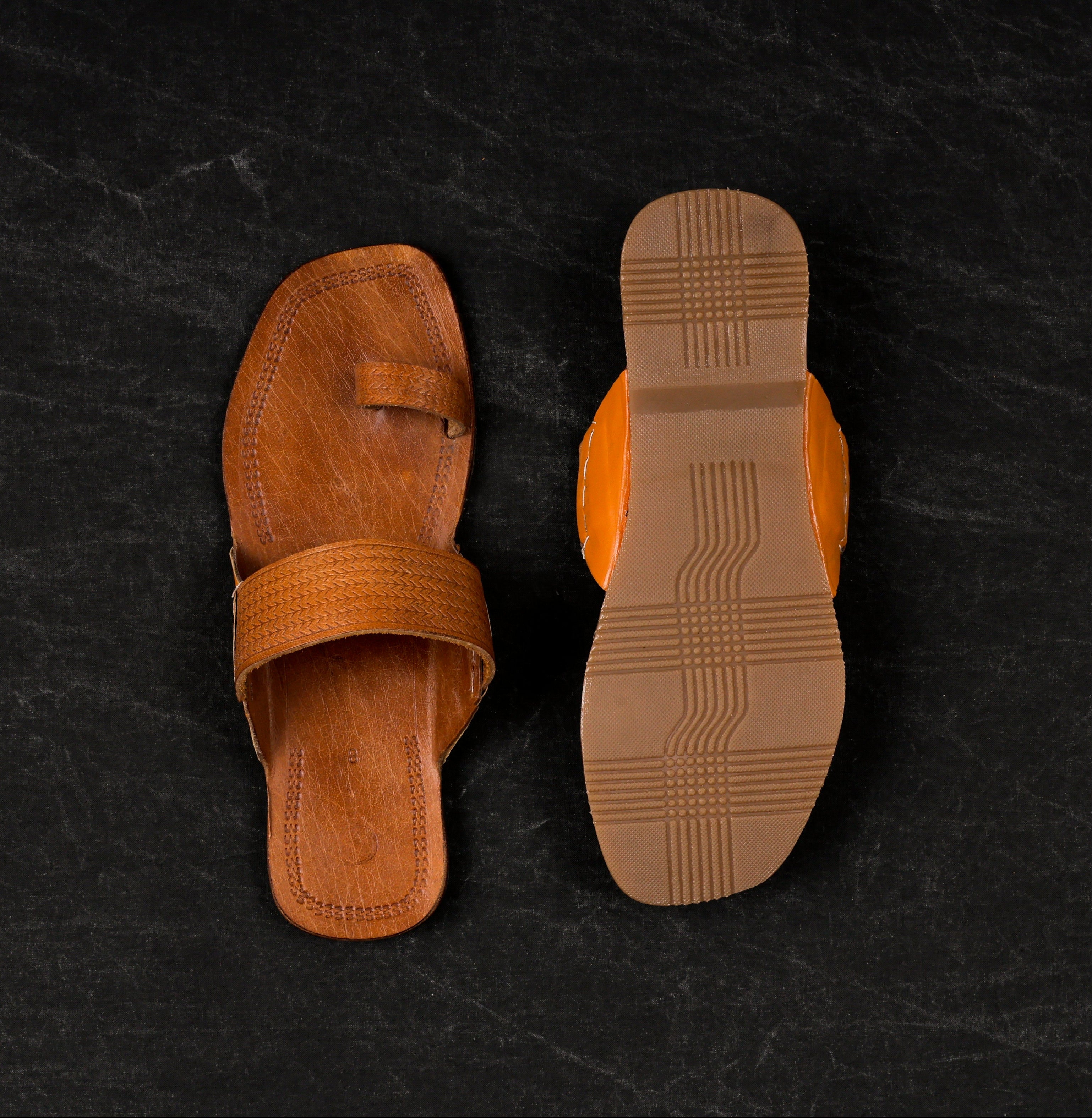Light Brown Leather Kolhapuri Sandals