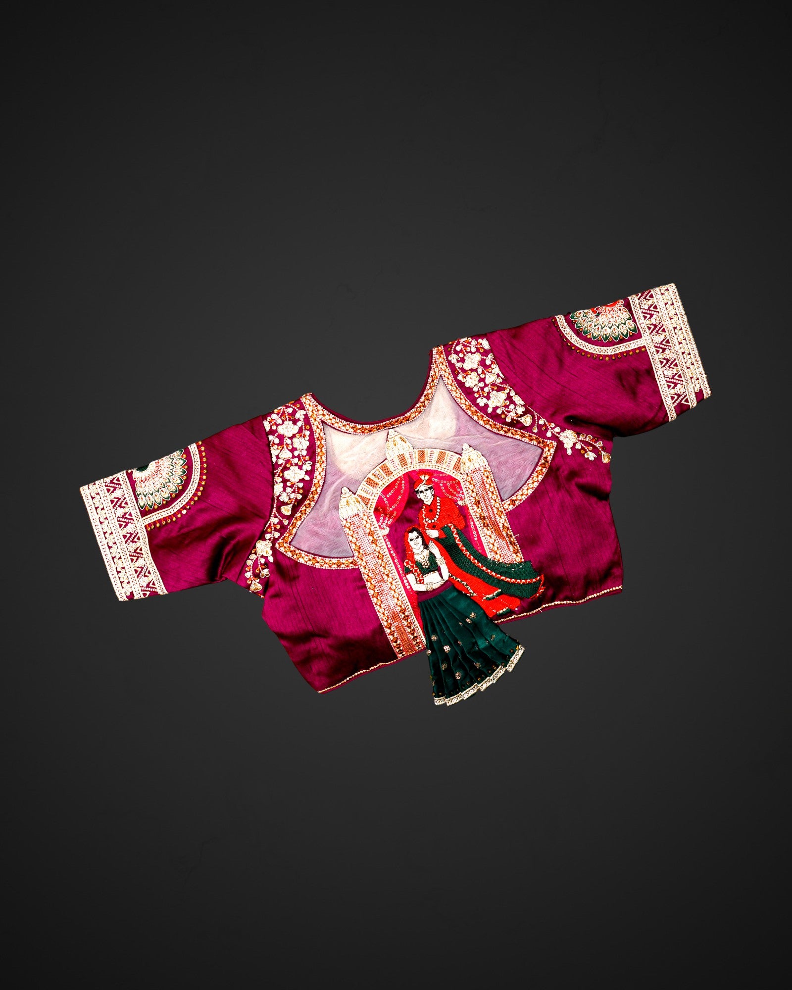 Silk U Neck Cutout Back Readymade Blouse