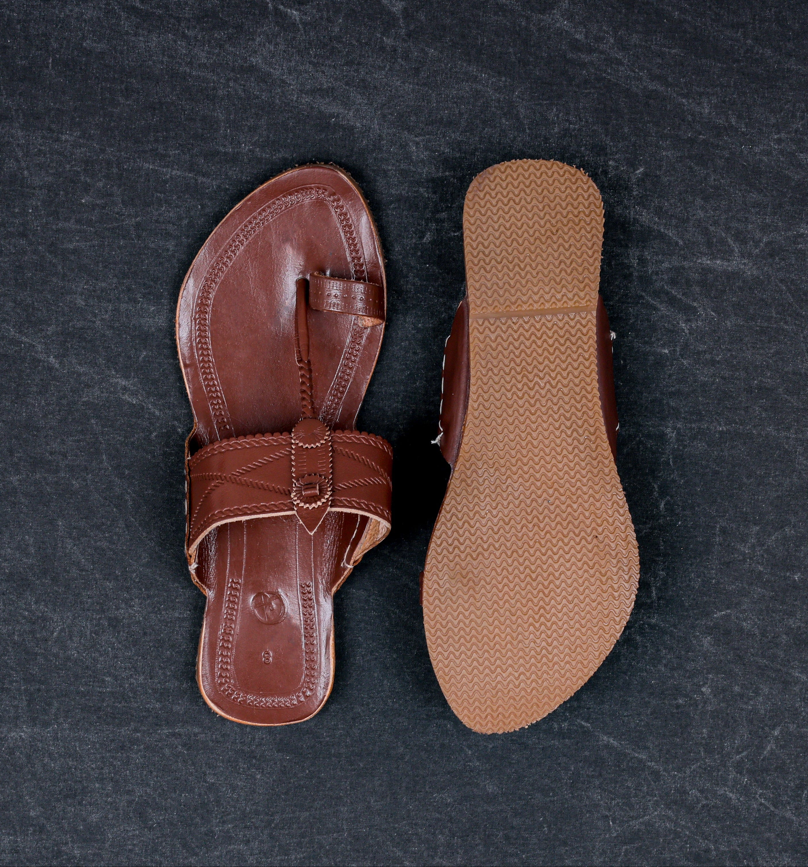 Premium Dark Brown Patent Kolhapuri Chappal