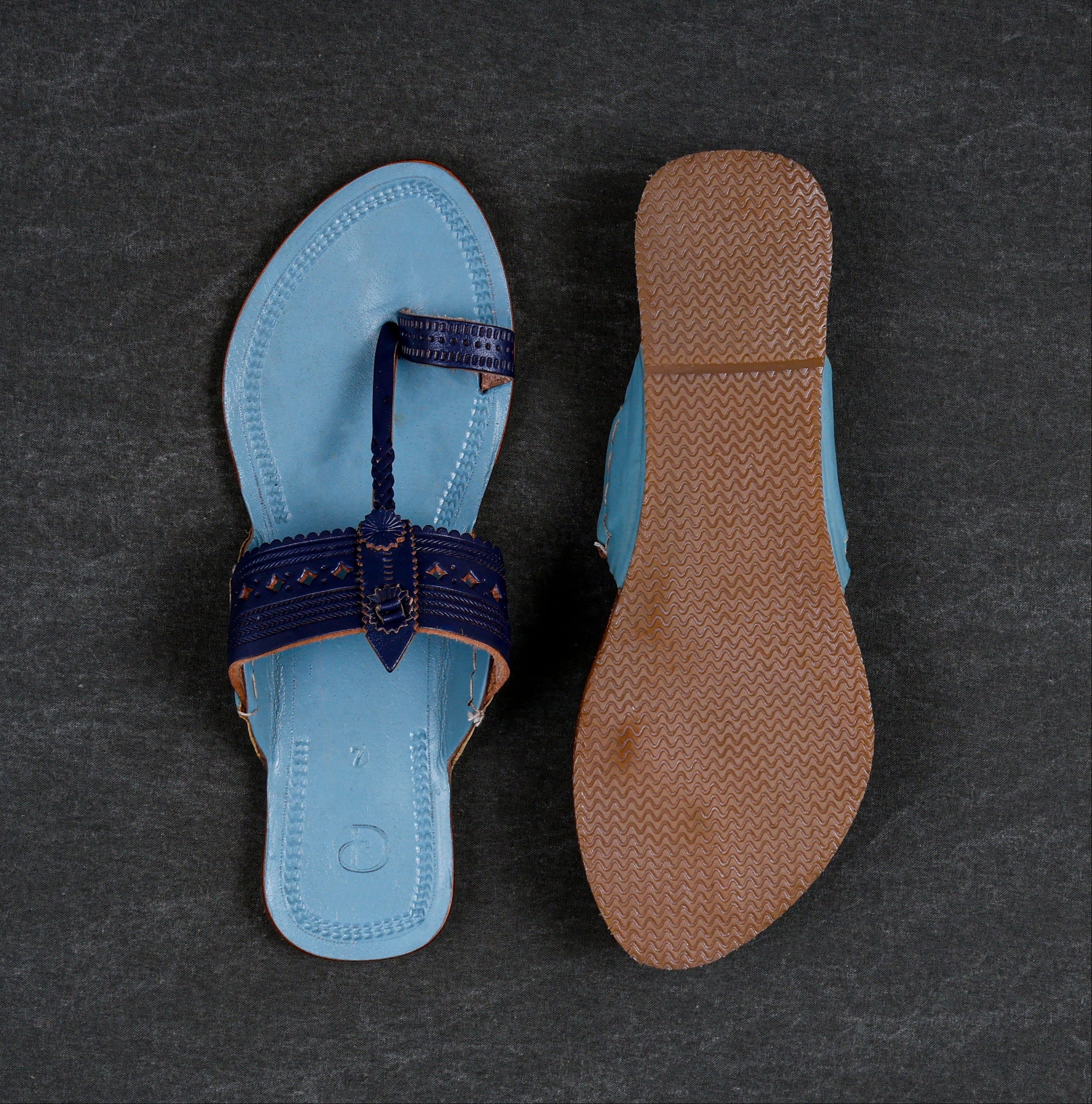 Sky Blue Handcrafted Kolhapuri Sandals