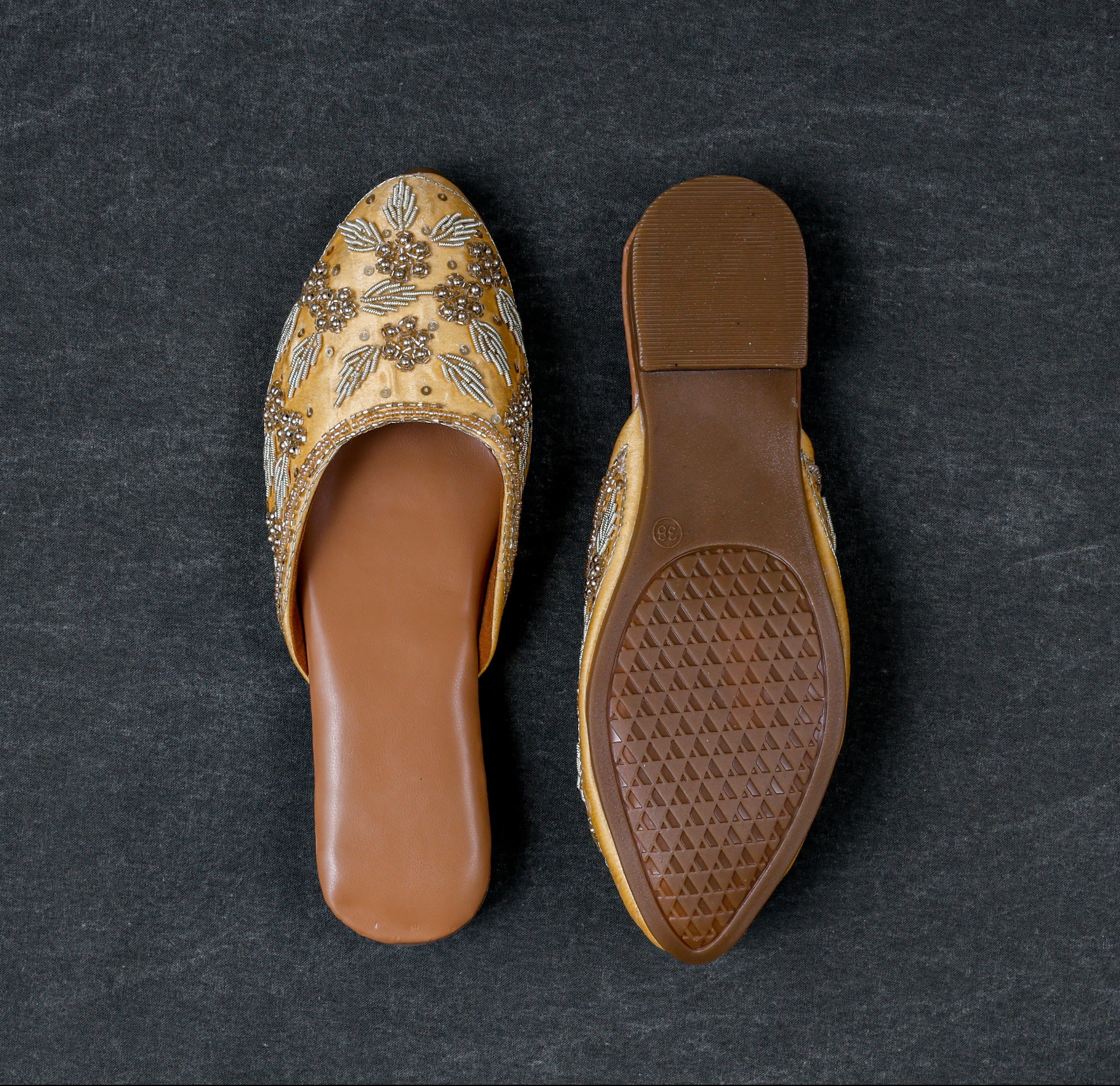 Two Tone Artisan Yellow Mules