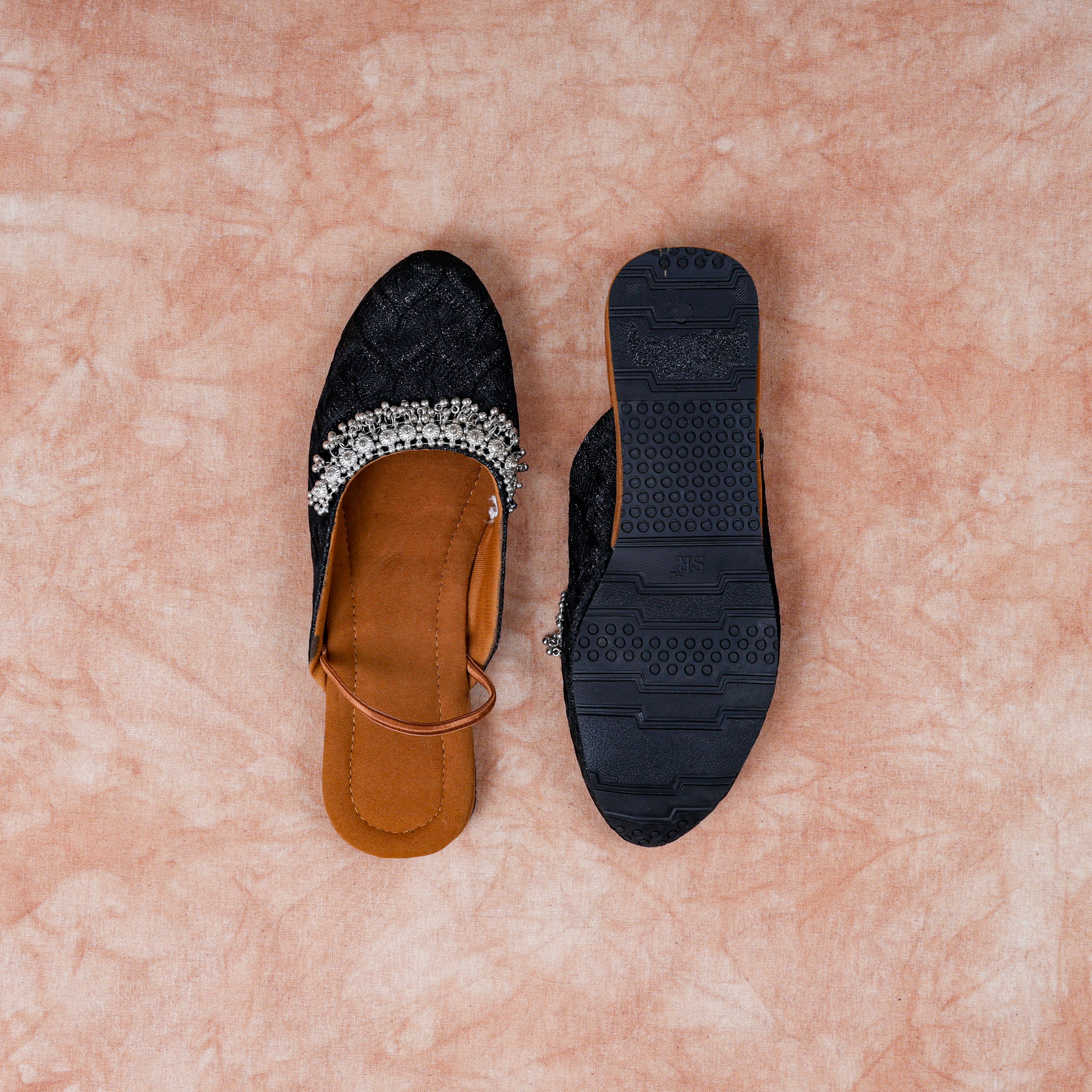 Soft Fabric Black Mules