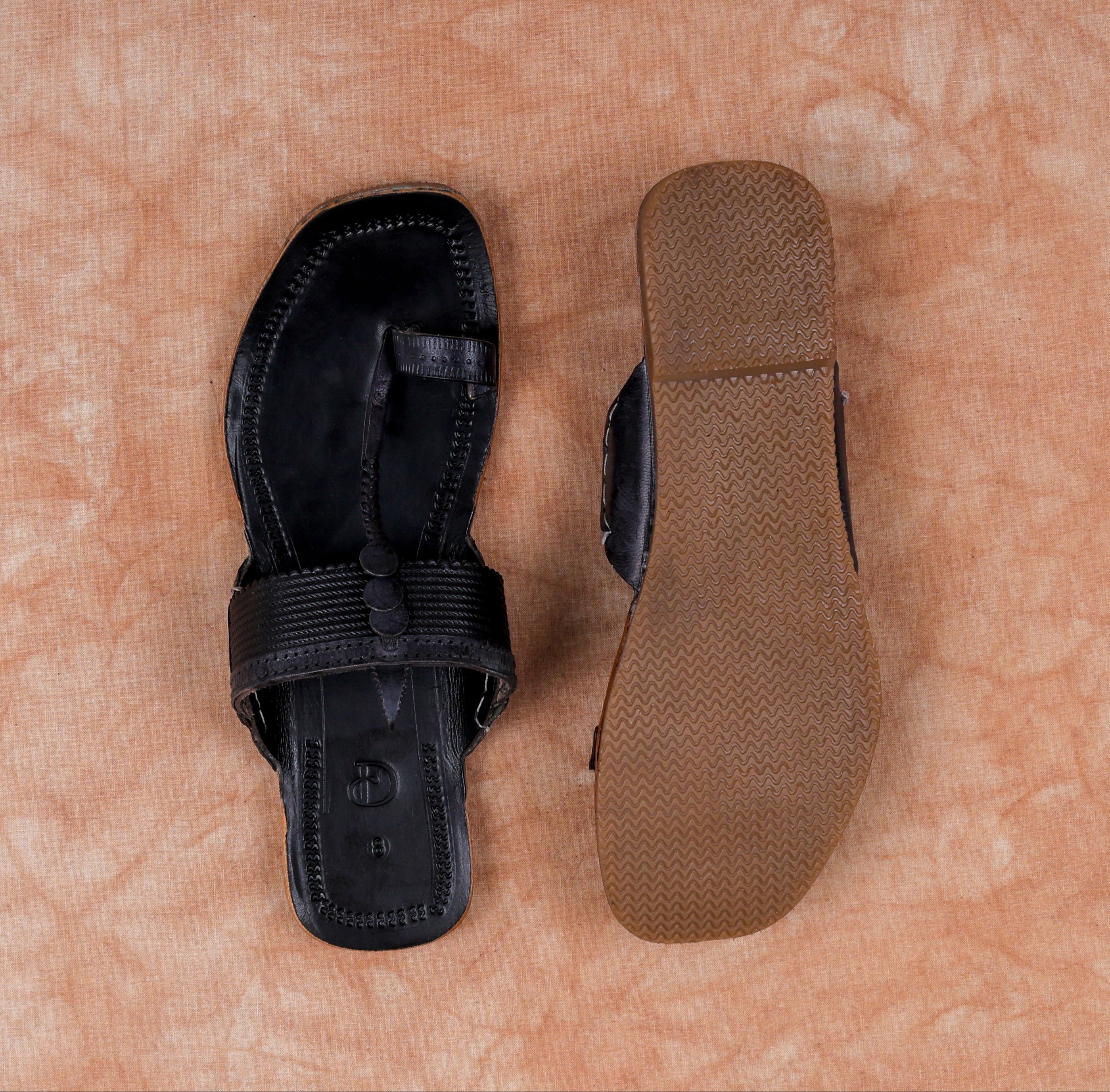 Black Patent Kolhapuri Sandals