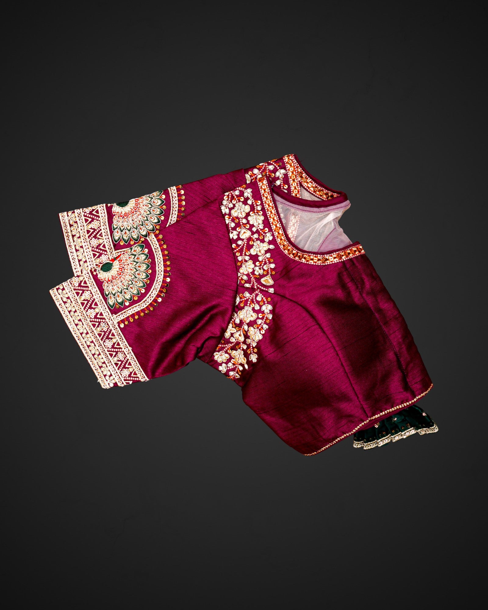 Silk U Neck Cutout Back Readymade Blouse
