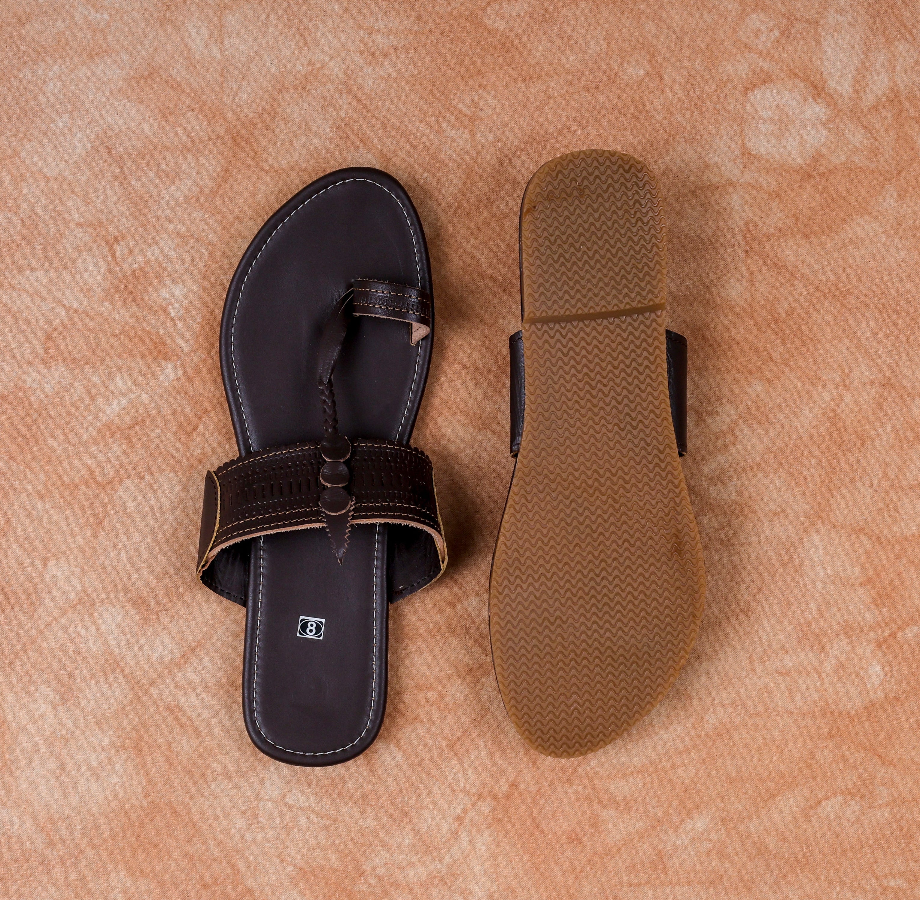 Dark Brown Patent Leather Artisan Flats