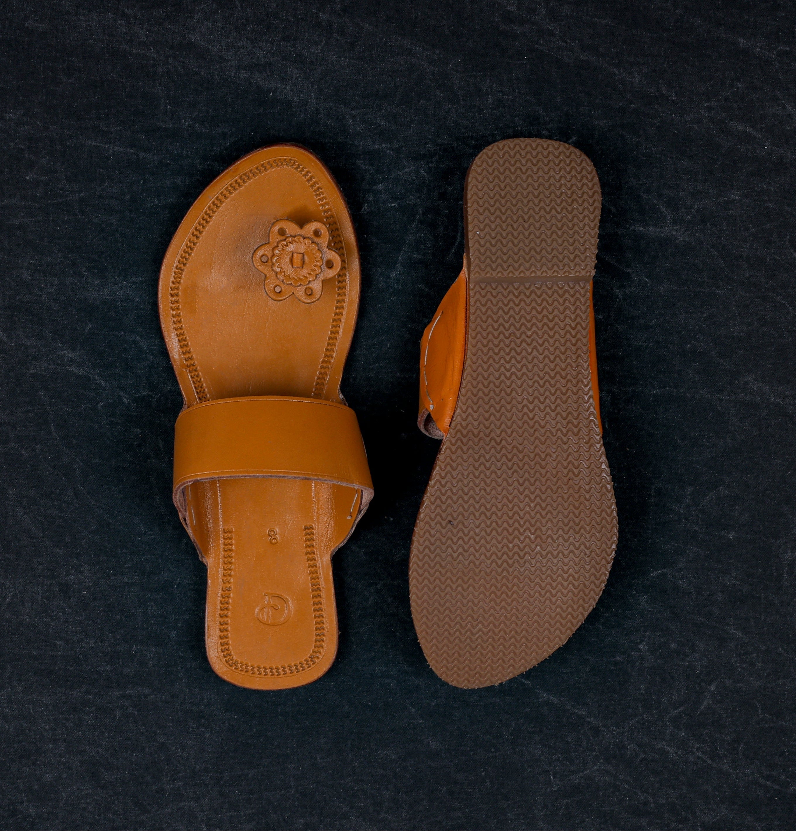 Tan Patent Leather Ethnic Flats