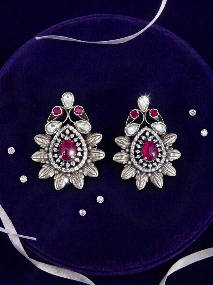 Ruby Halo Studs