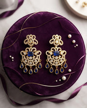 Blue and White Stones Danglers