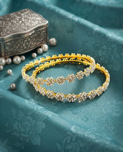 Delicate White Stone Flower Bangles