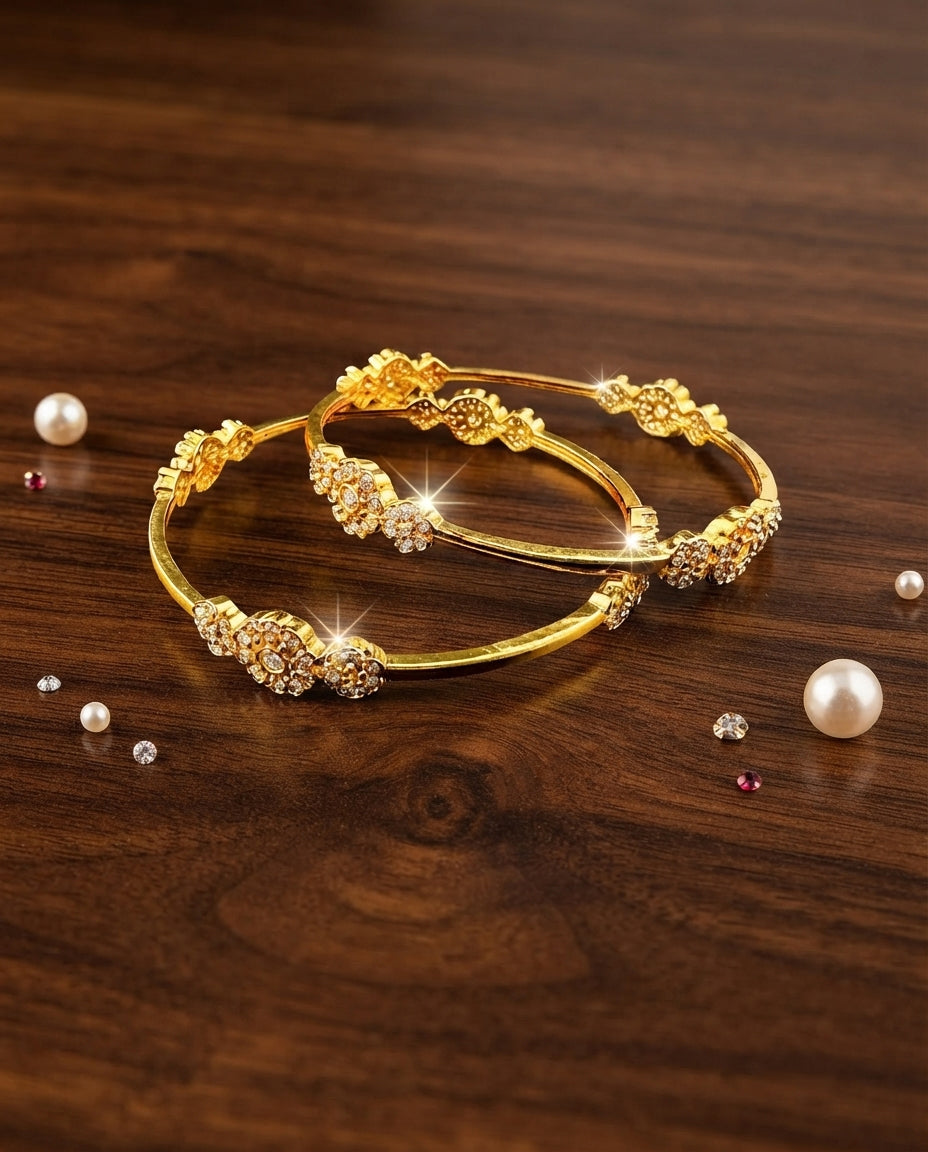 Floral Elegance CZ Stone Bangles
