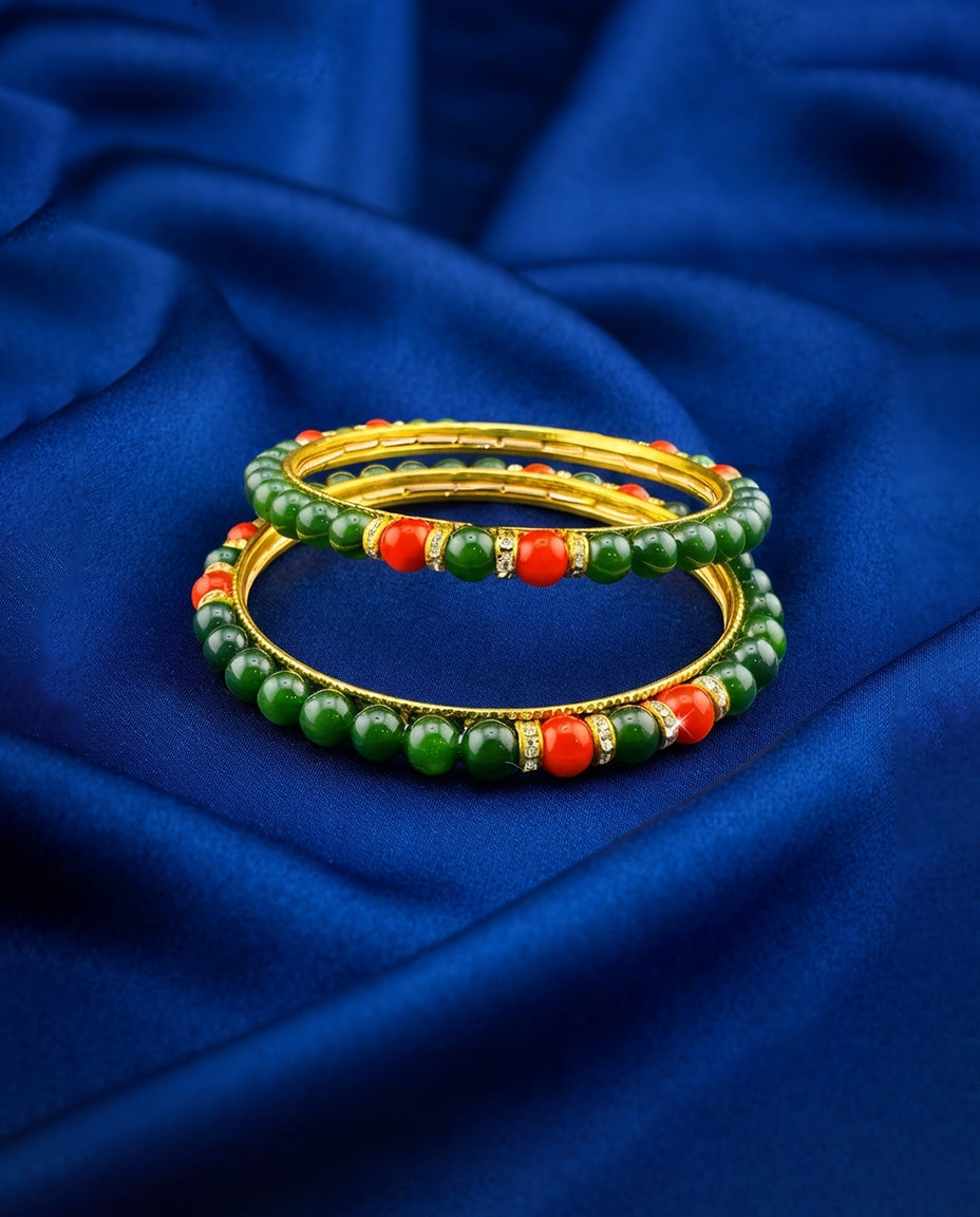 Green Beaded Bangles