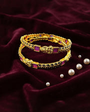 Laxmi Motif Bangles with Pink Squares