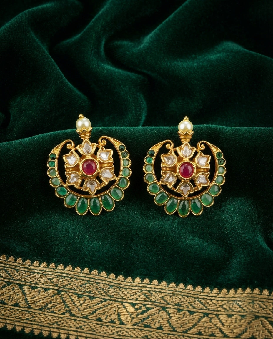 Moon-Shaped Green Studs