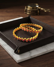 Petal-Shaped Pink Stone Bangles