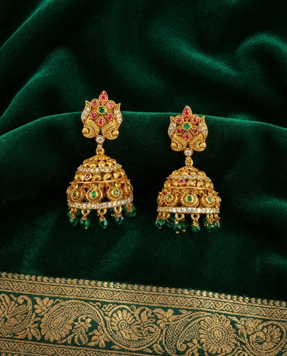 Pink Floral Jhumkas