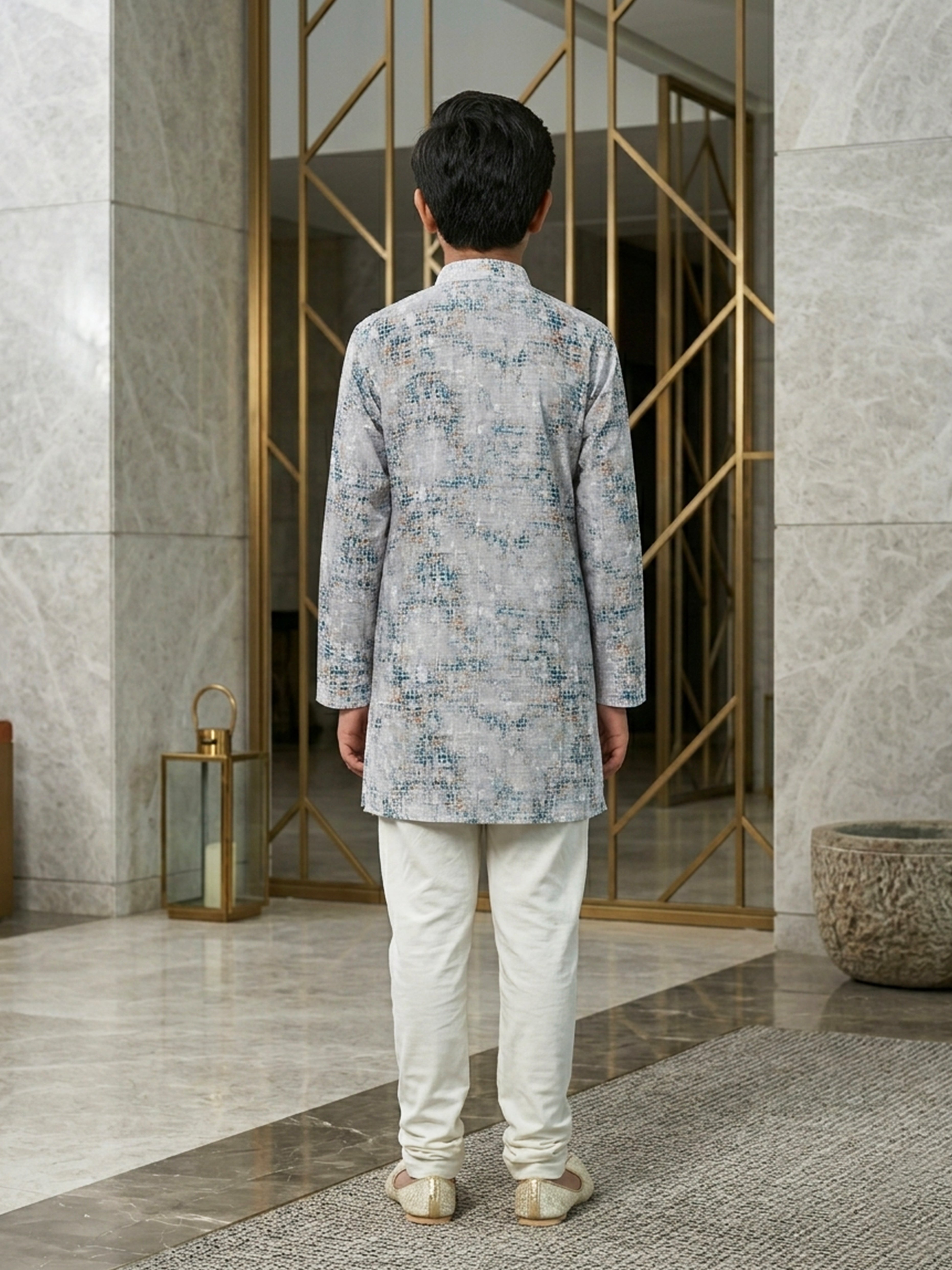 Blue Cotton Thread Embroidered Kurta Pajama Set