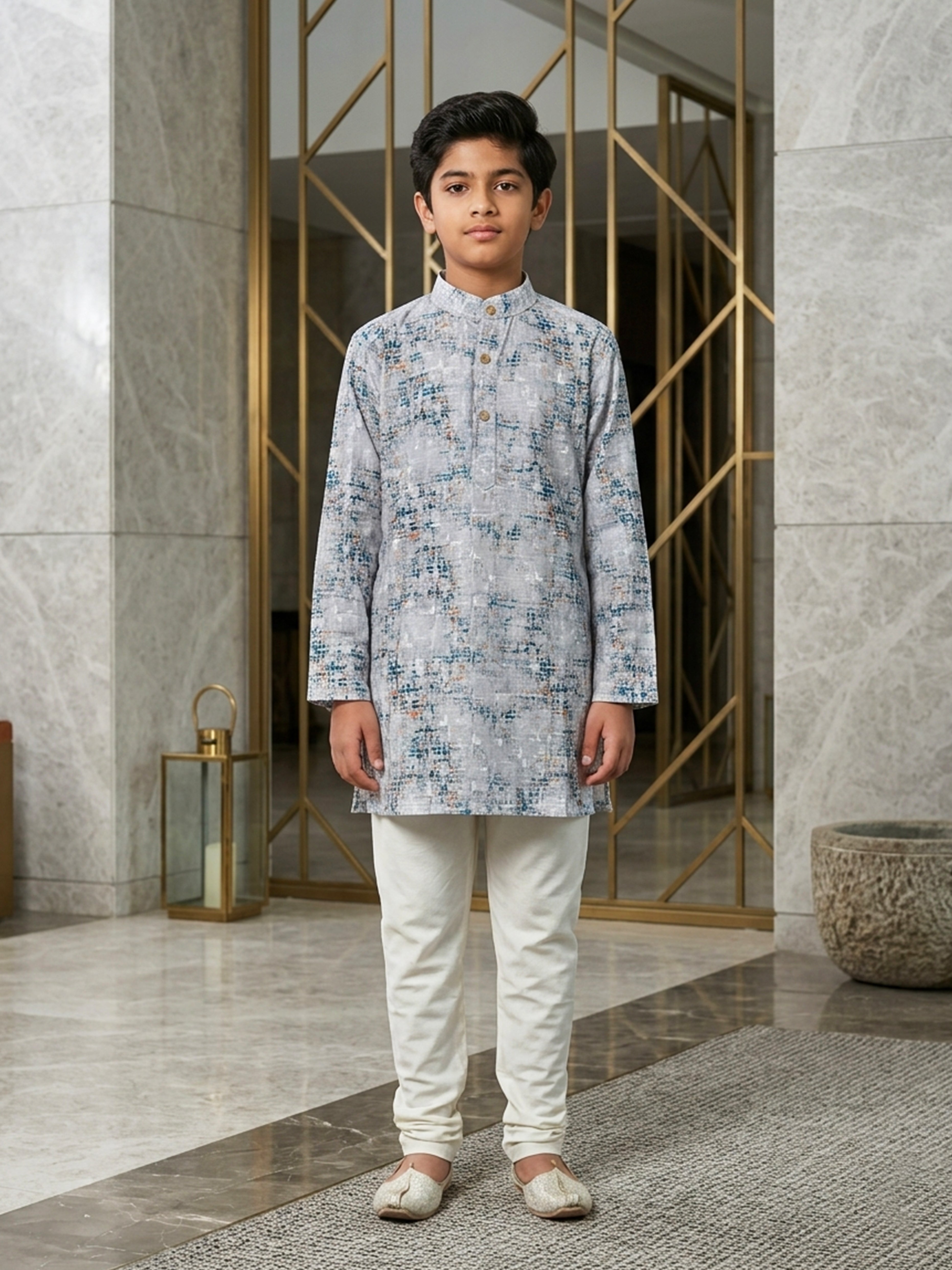 Blue Cotton Thread Embroidered Kurta Pajama Set