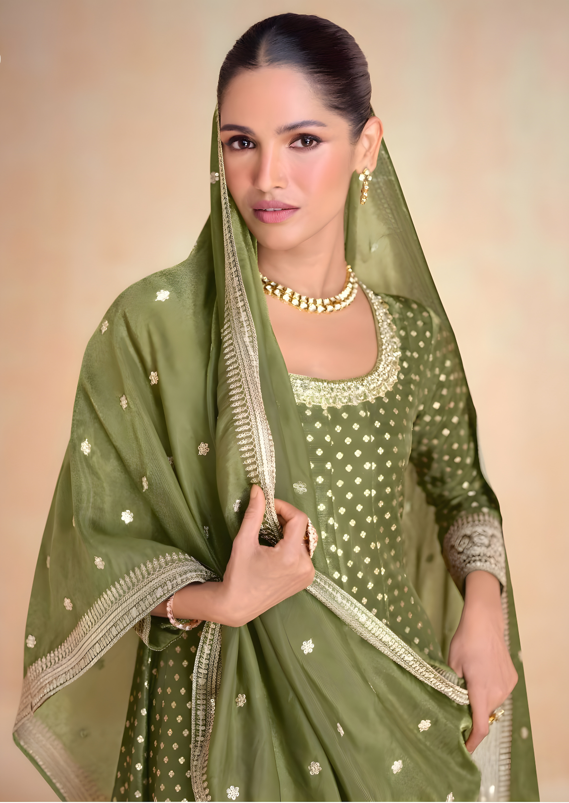 Tissue Silk Long Frock With Zari Work