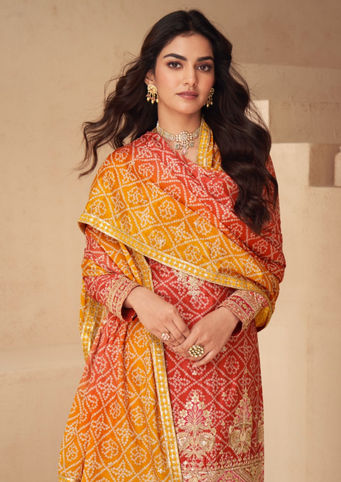 Crepe Silk Sharara With Golden Embellishments