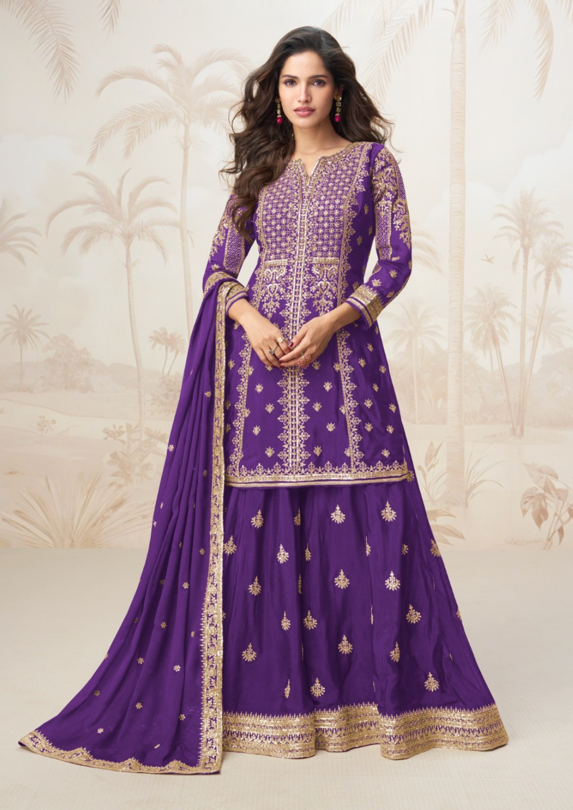 Silk Sharara Set With Elegant Embroidery