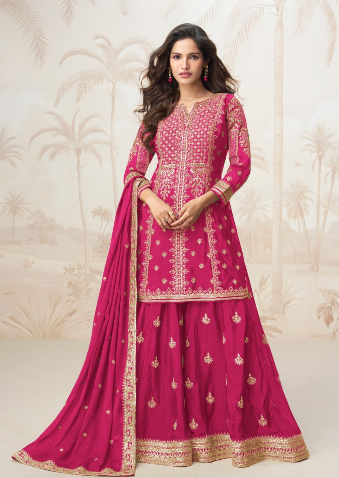 Silk Sharara Set With Elegant Embroidery