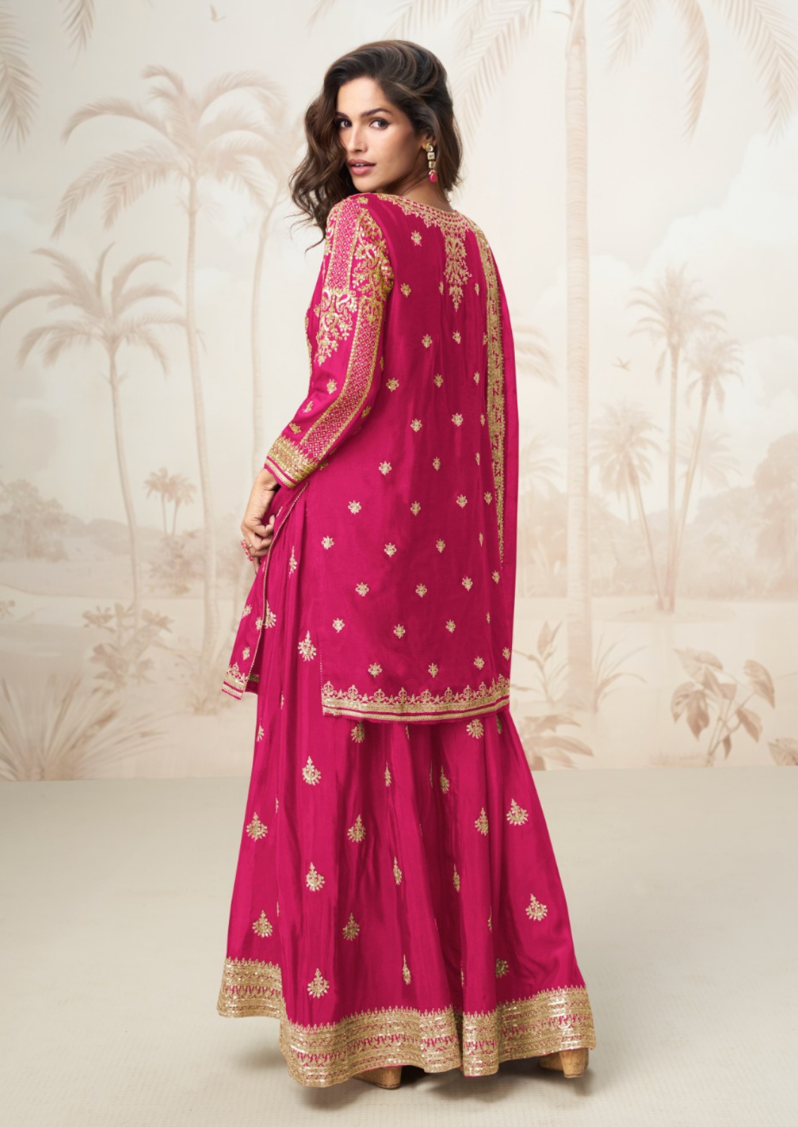 Silk Sharara Set With Elegant Embroidery