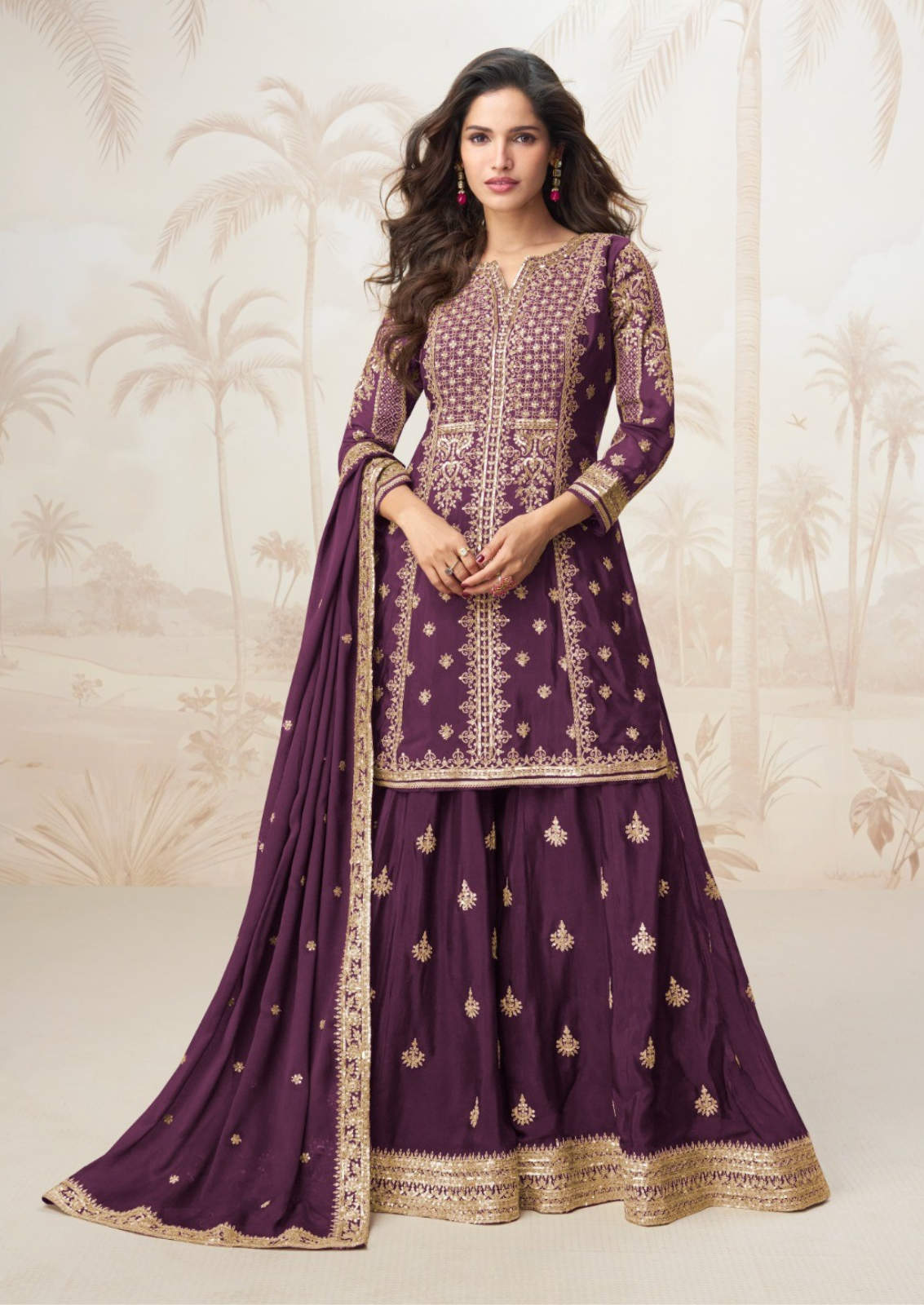 Silk Sharara Set With Elegant Embroidery