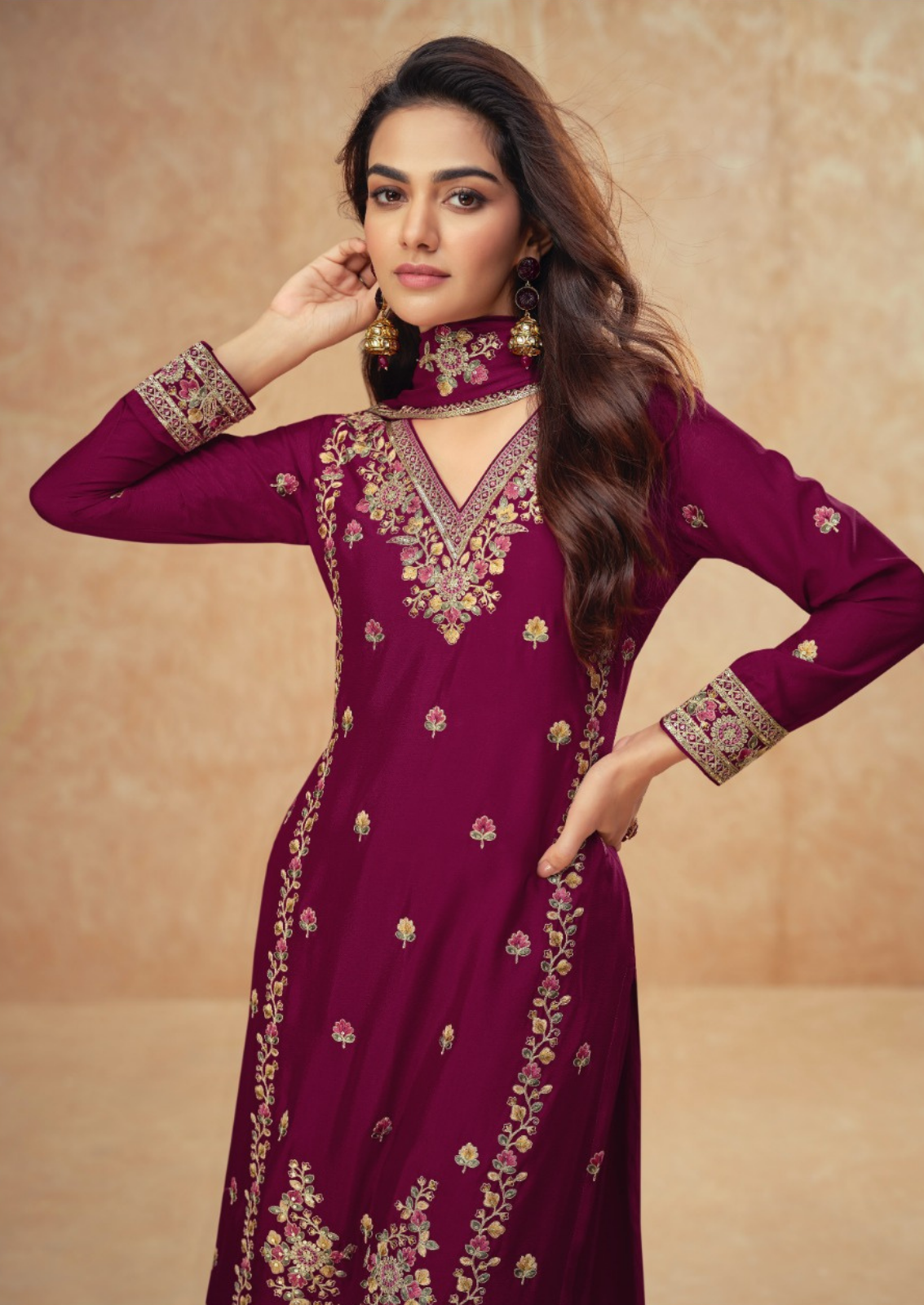 Crepe Silk Sharara With Elegant Embroidery