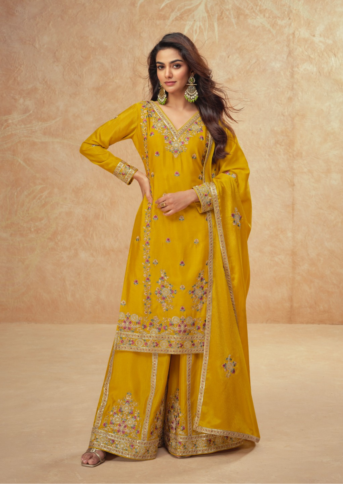 Crepe Silk Sharara With Elegant Embroidery