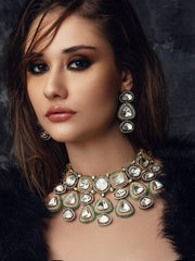 Regal Radiance Polki Bridal Necklace Ensemble - Dyulokha
