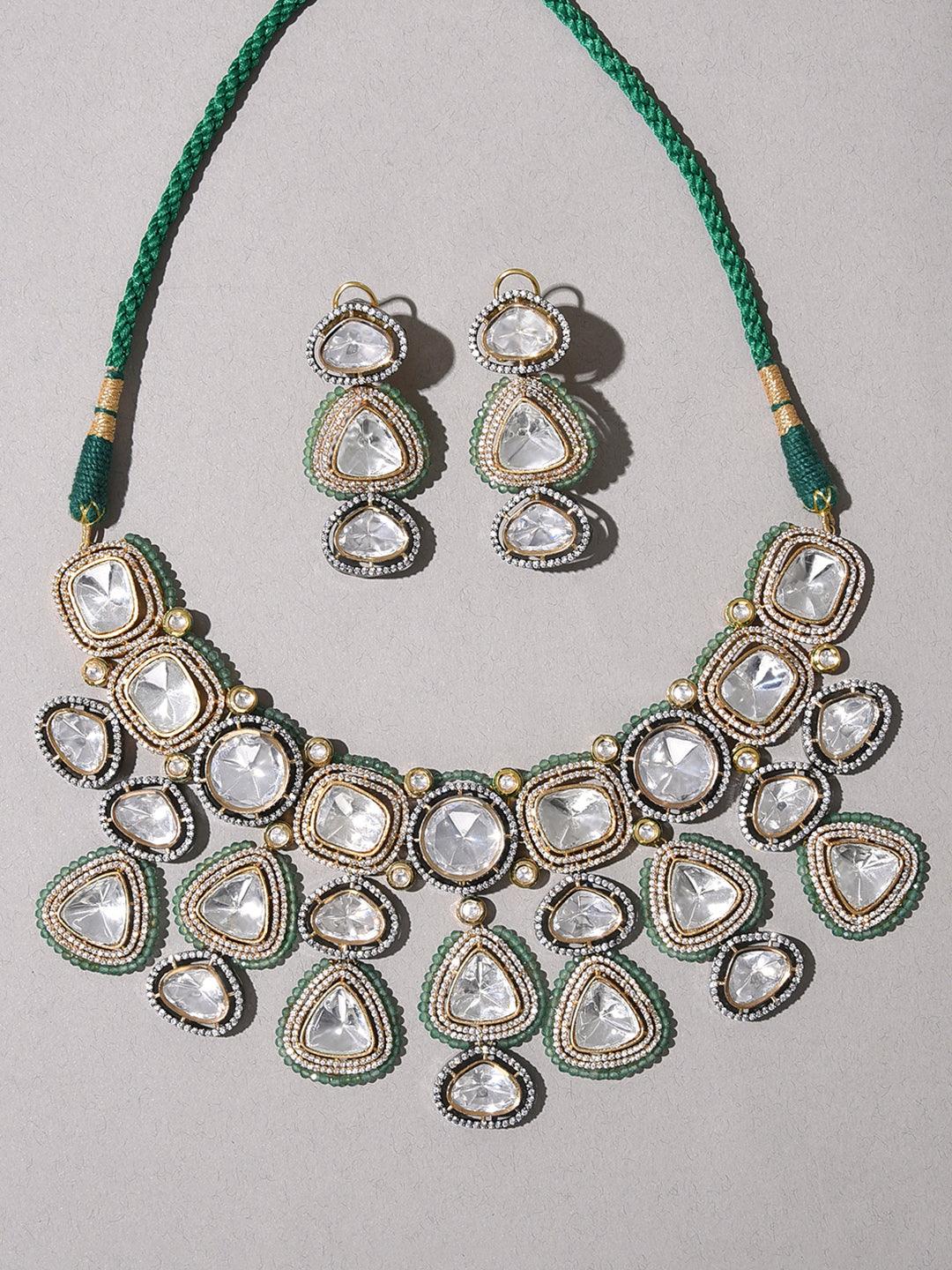 Regal Radiance Polki Bridal Necklace Ensemble - Dyulokha