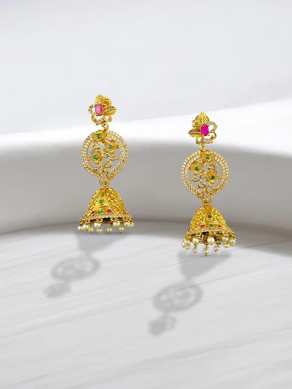 Bell-Shaped Floral Jhumkas