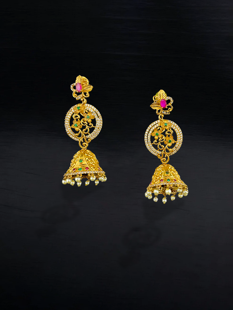 Bell-Shaped Floral Jhumkas