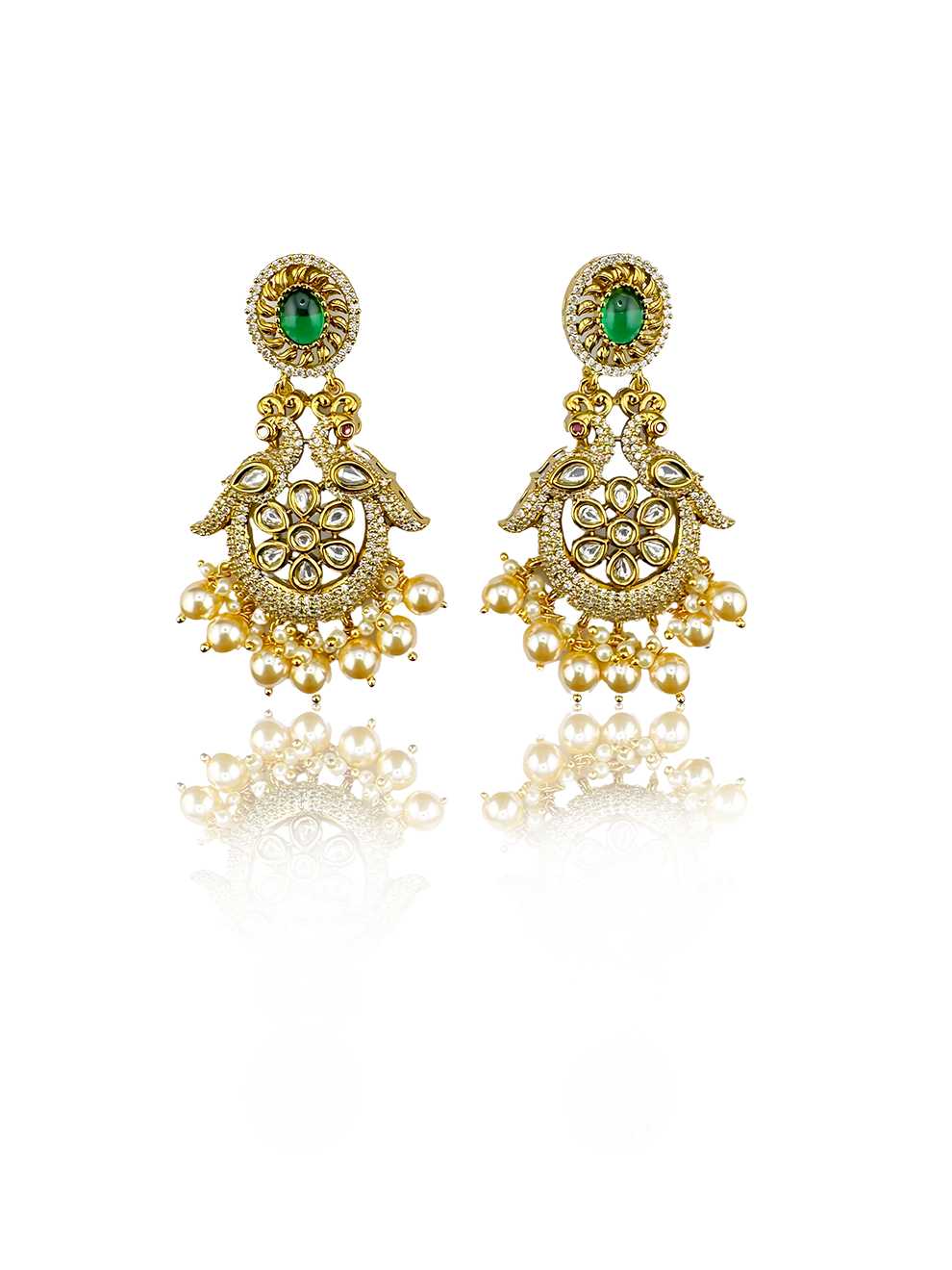 Peacock Chandbalis and Green Stone