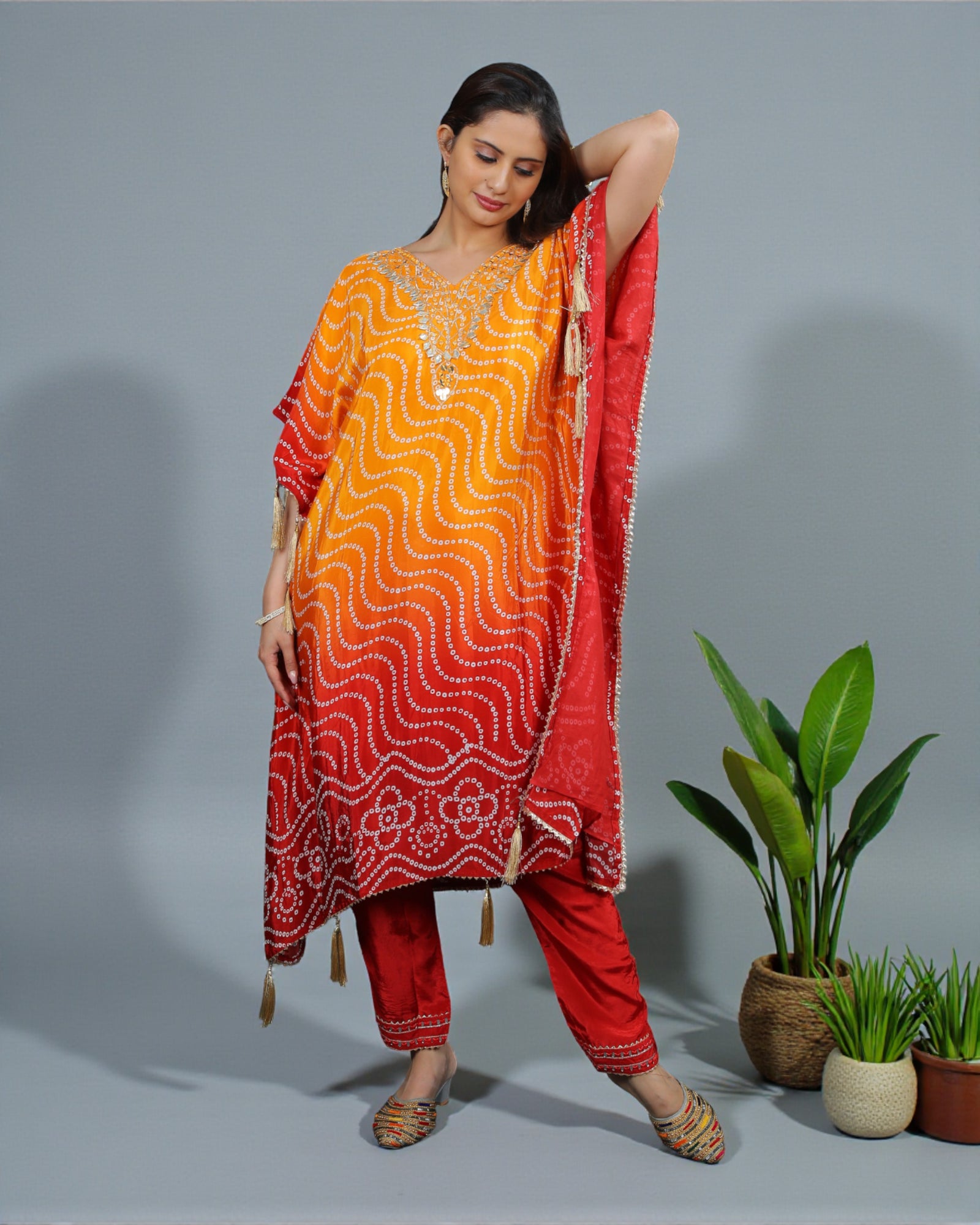 Cotton Kaftan with Bandhani Design