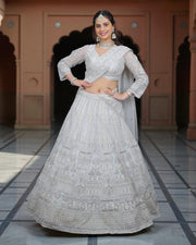 Bead & Zari Chanderi Silk Lehenga
