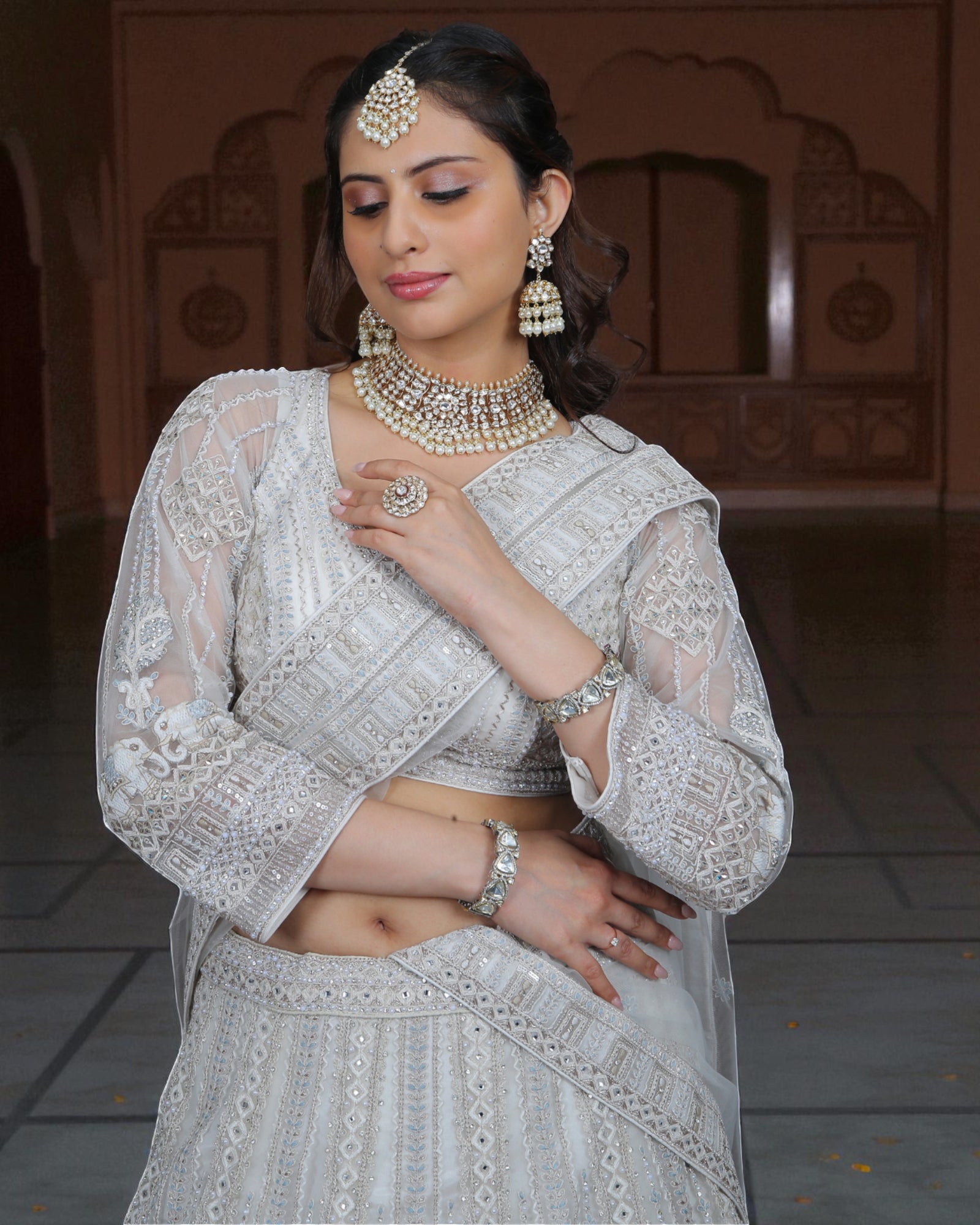 Bead & Zari Chanderi Silk Lehenga