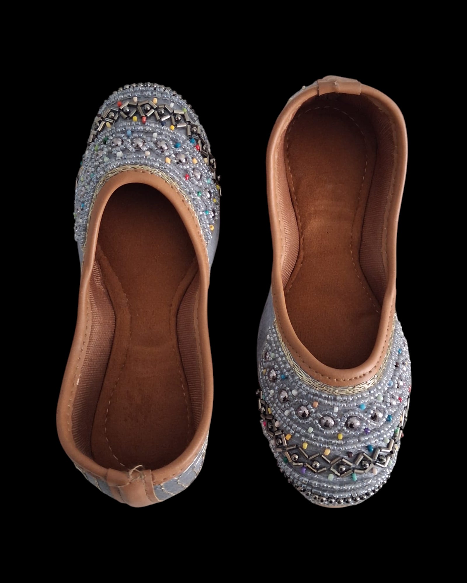 Textured Sky Blue Artisan Jutti