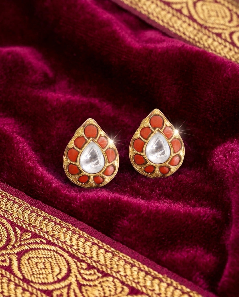 Kundan & Coral Earrings