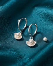 Sterling Silver Shell Drop Earrings
